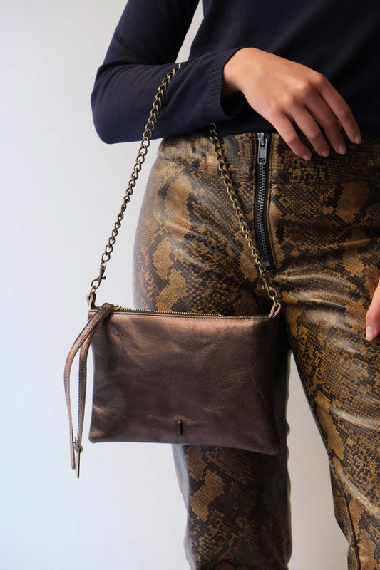 Mikin pochette laminata bronzo - Made in Italy -