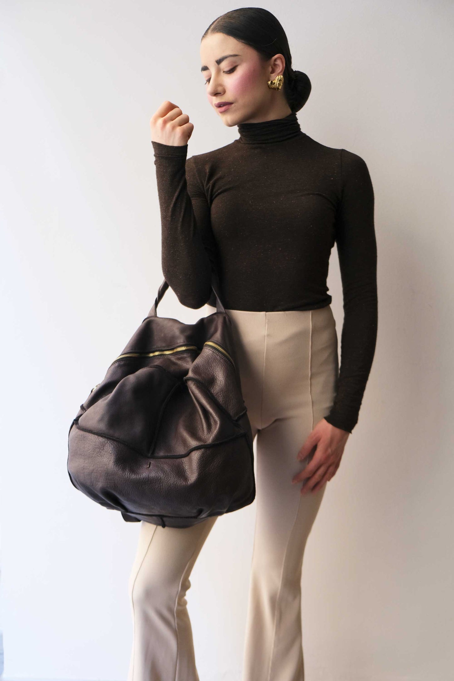 Reneri backpack brown garment-dyed leather - Made in Italy -