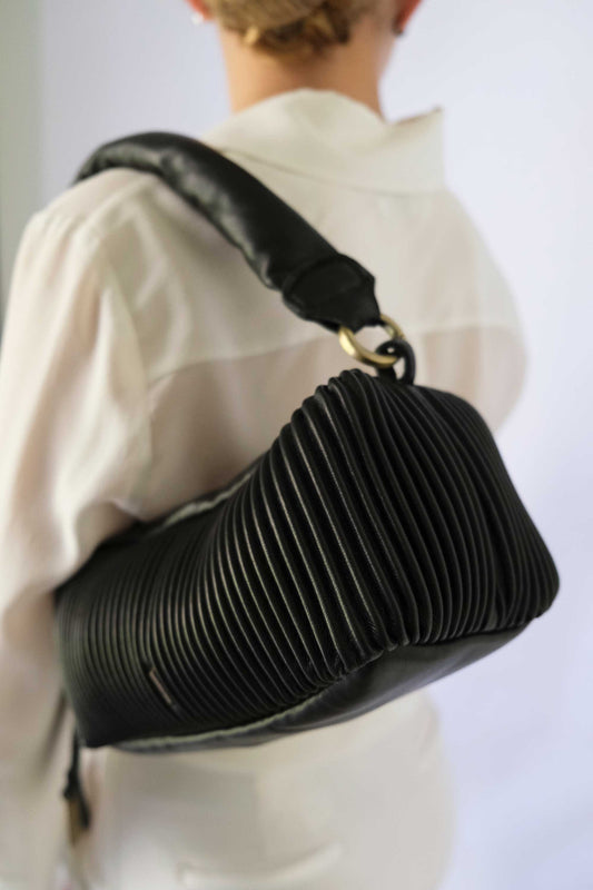 Bobo mini in black pleated leather