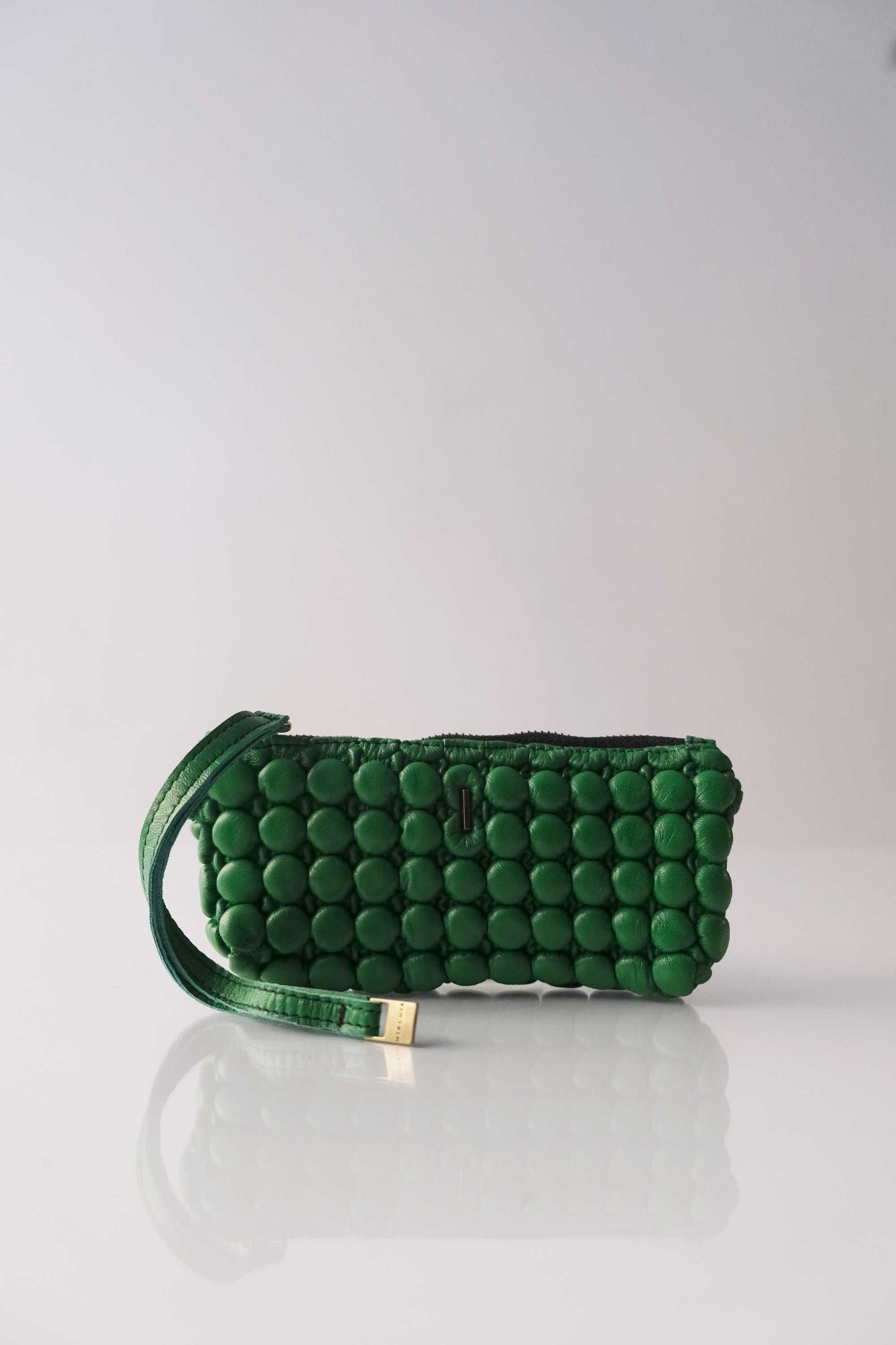 Bubble Mialuis in pleated bubble emerald soft nappa leather - Made in Italy -