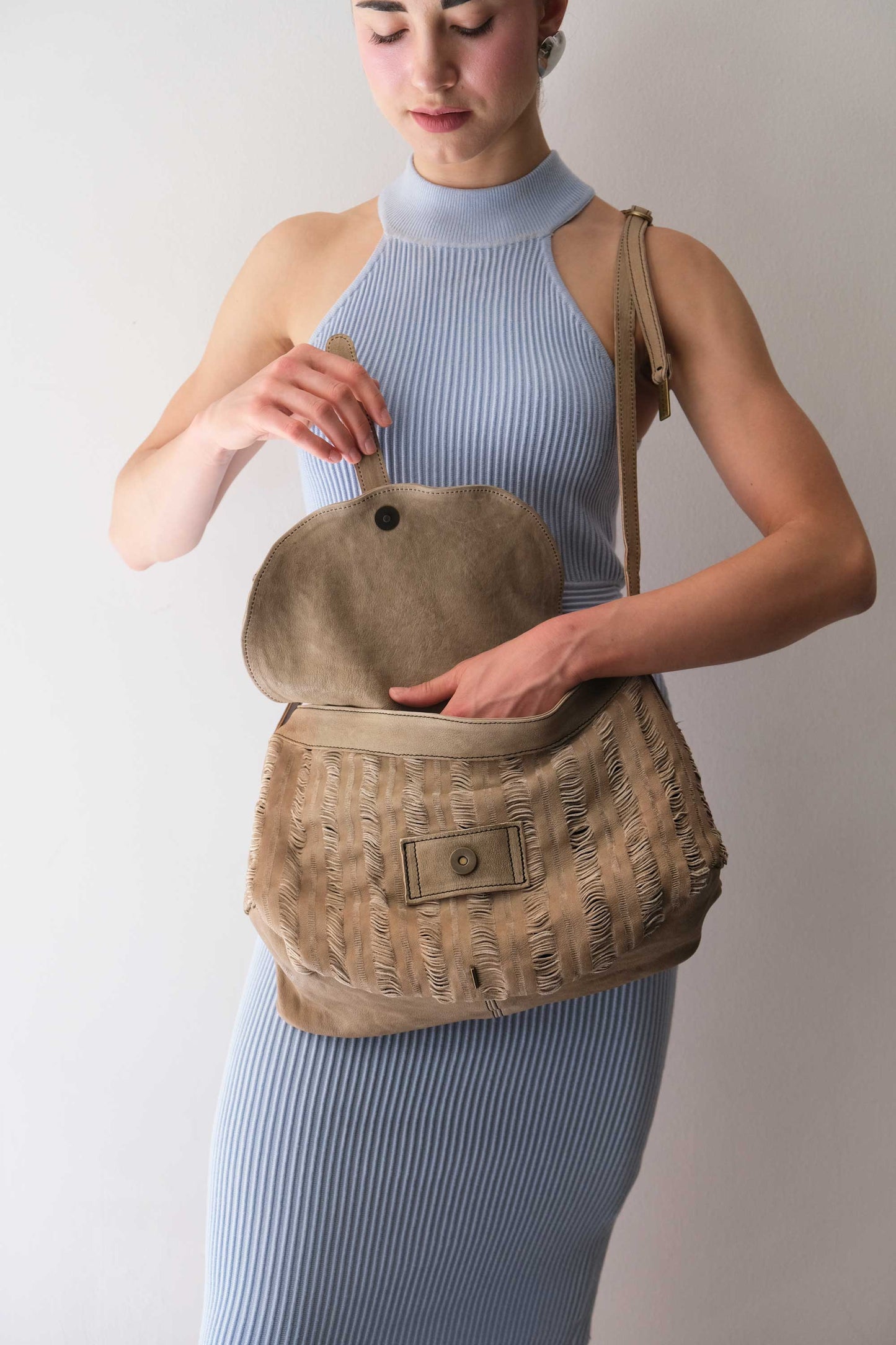 Do saddle bag shark in soft nappa fringe - Made in Italy -