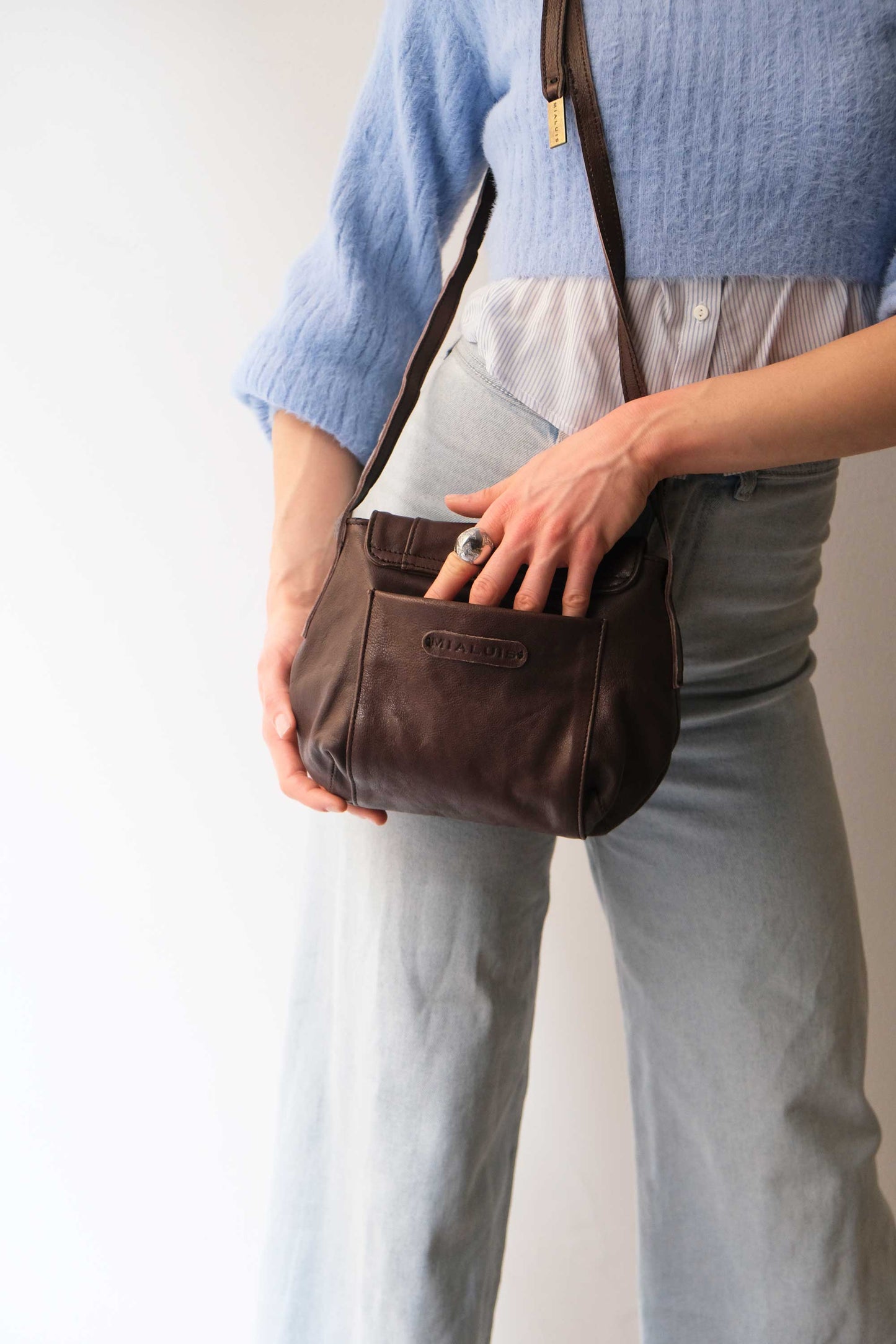 Do mini saddle bag in brown soft nappa - Made in Italy -