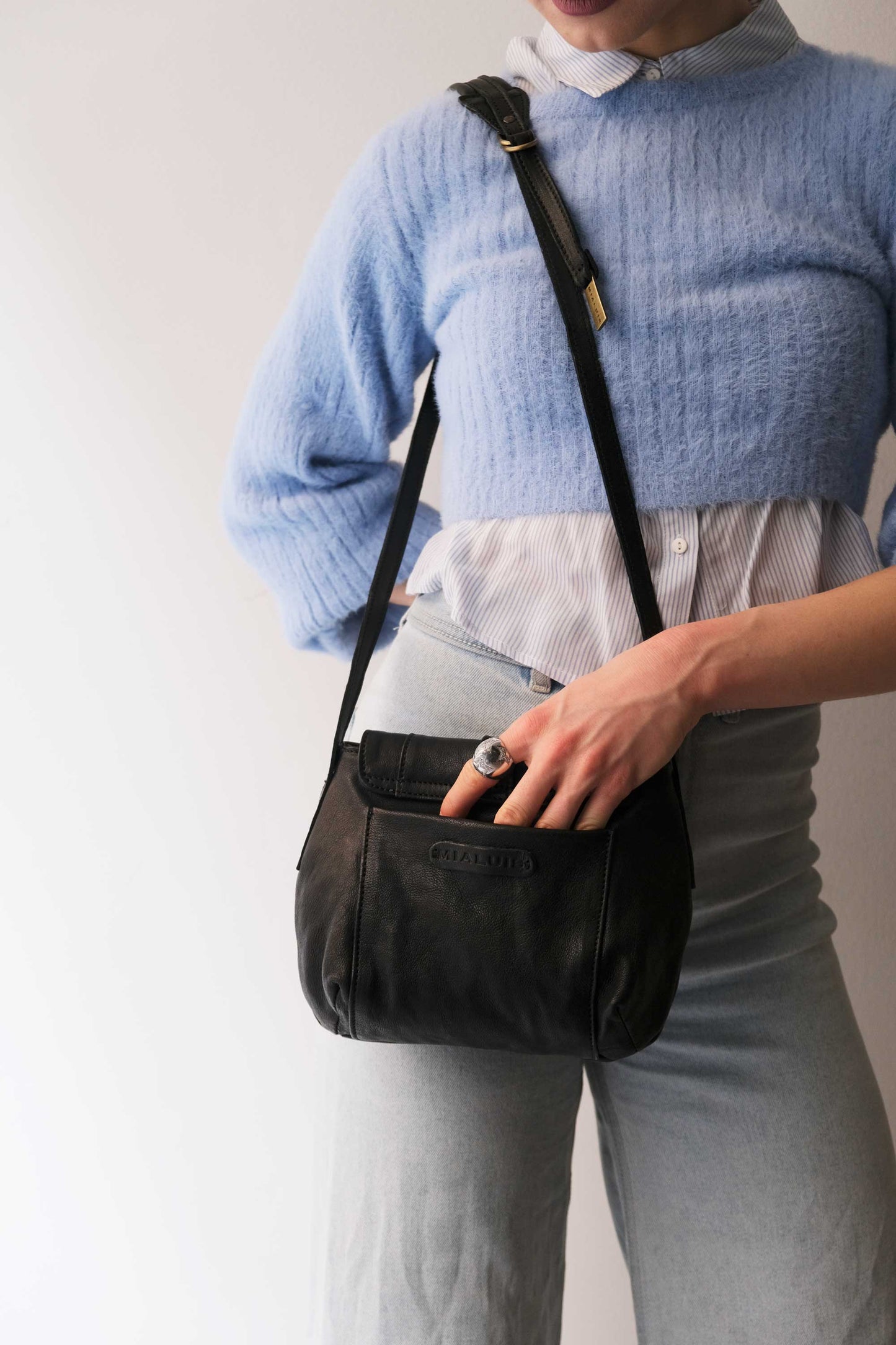 Do mini saddle bag in black soft nappa - Made in Italy -