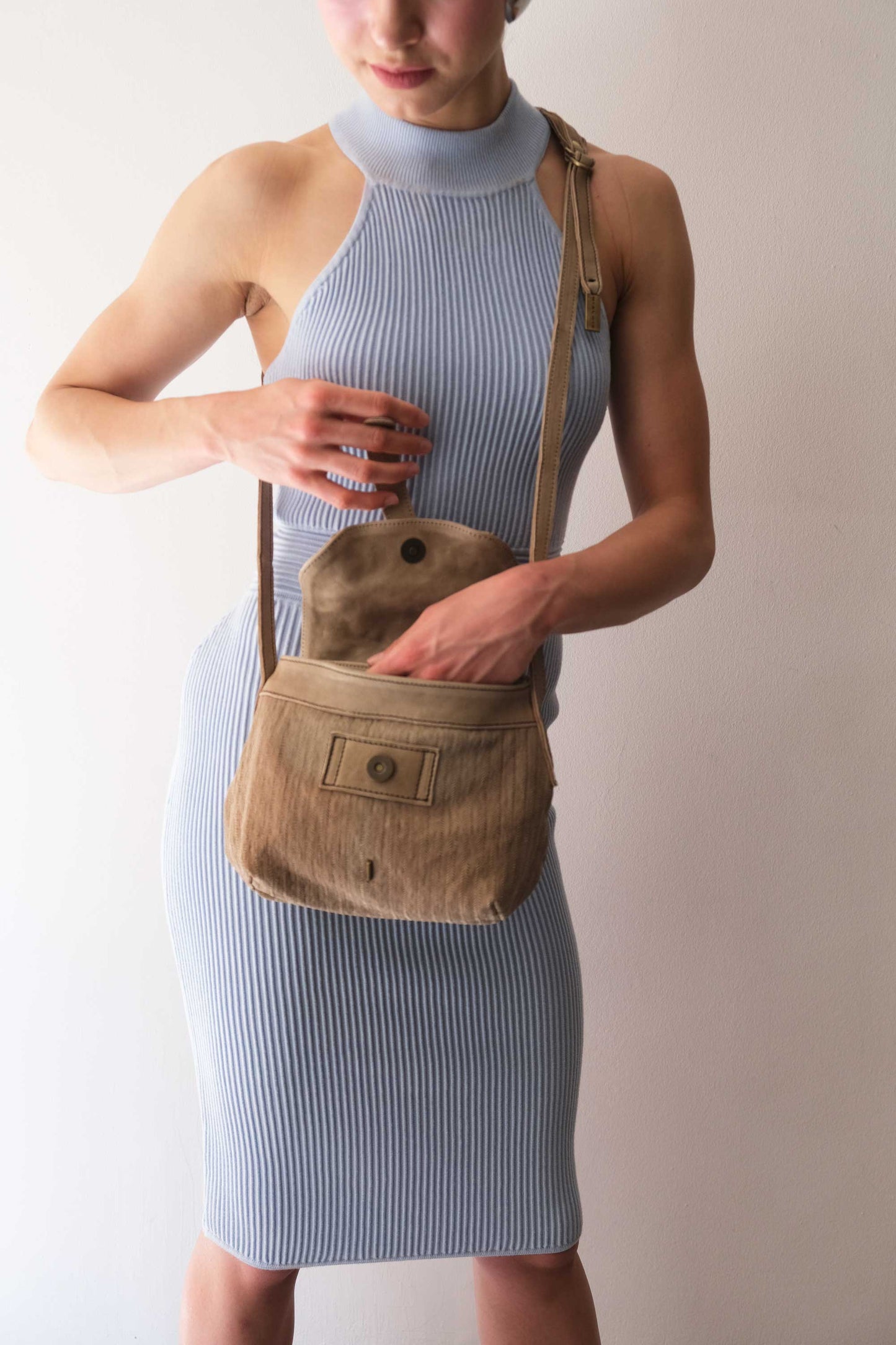 Do mini saddle bag in shark perforated saetta nappa - Made in Italy-