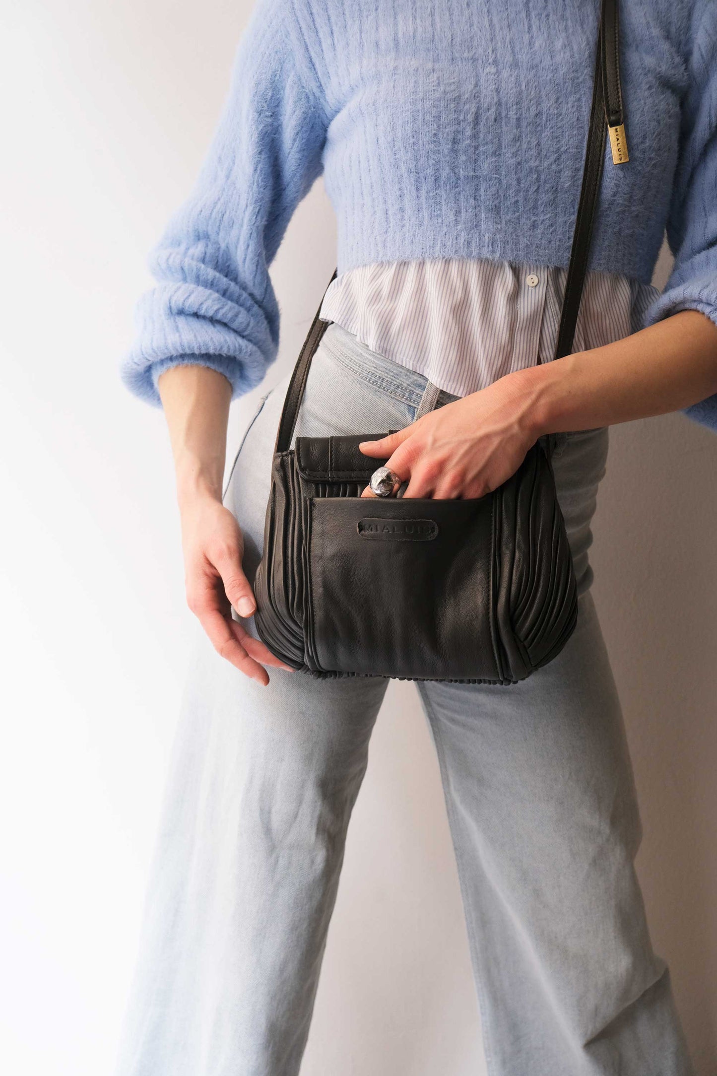 PRE ORDER discount 15%-Do mini saddle bag in pleated brown colour nappa leather - use code PREORDER15 - DELIVERY IS ESTIMATED WITHIN APPROXIMATELY 30 DAYS FROM THE ORDER DATE- Made in Italy --