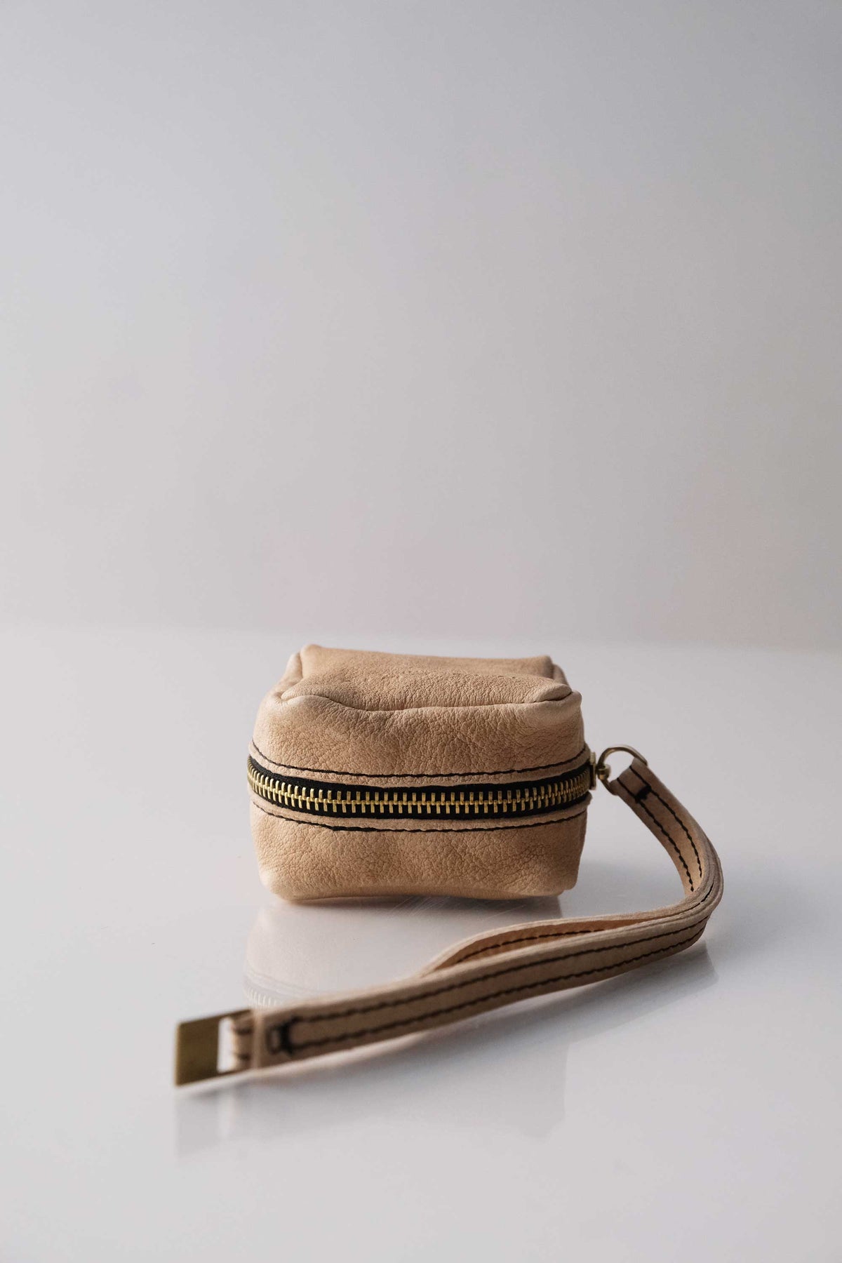Dream box mini pochette in sand calf leather - Made in Italy -