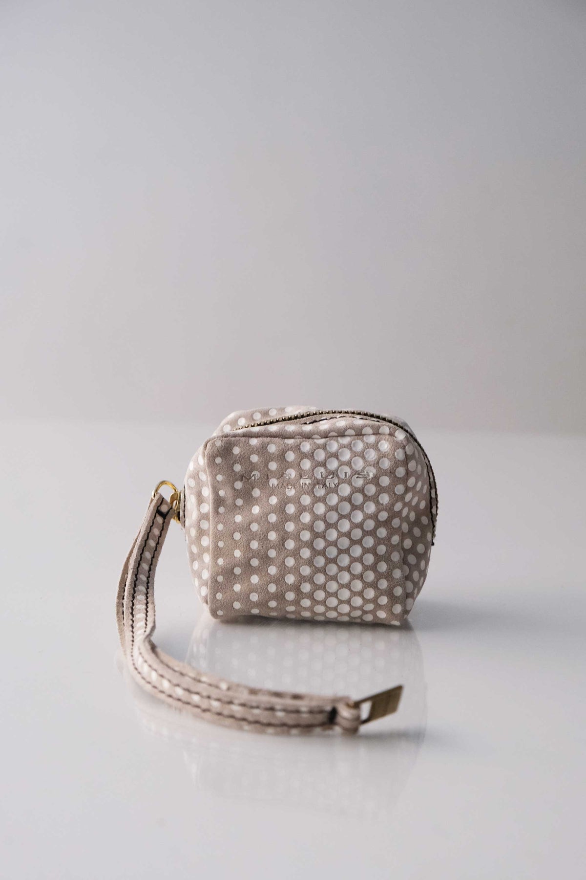Dream box mini pochette in pois ash calf leather - Made in Italy -