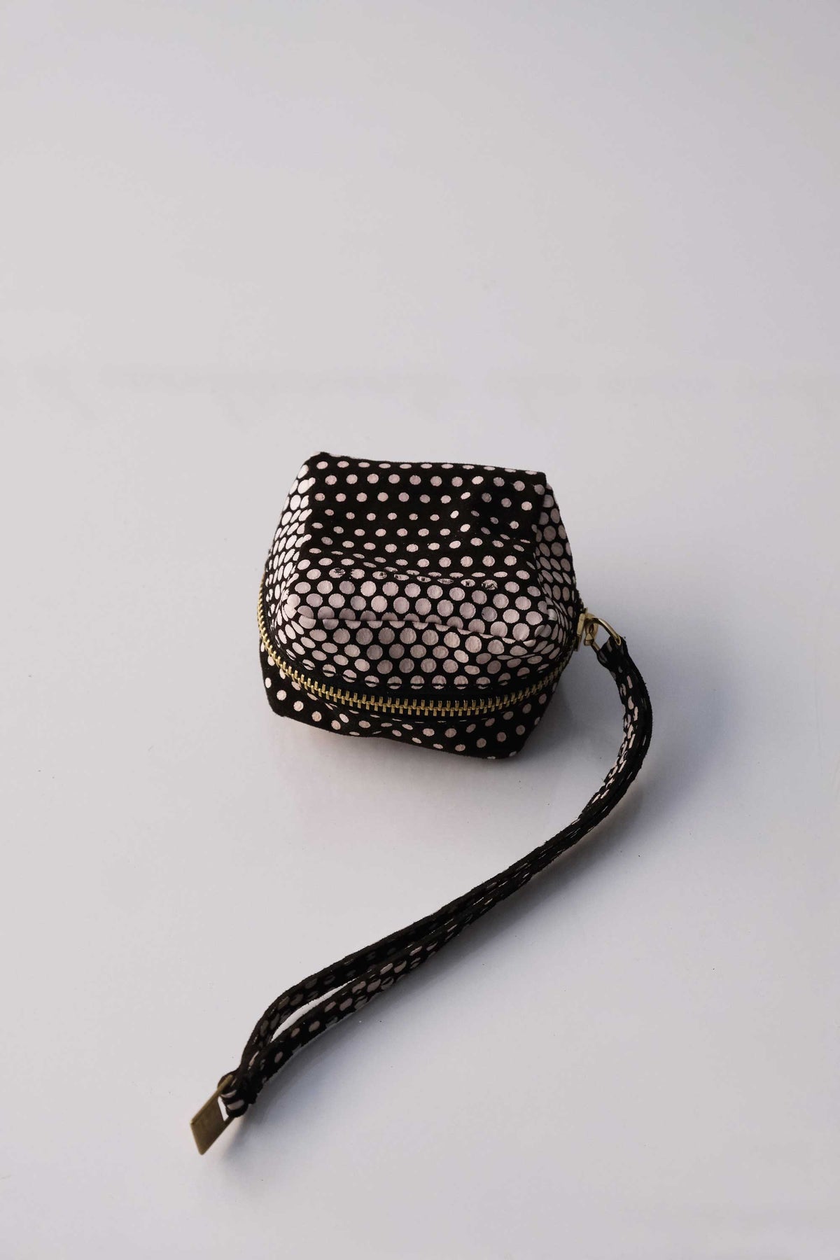 Dream box mini pochette in pois brown calf leather - Made in Italy -