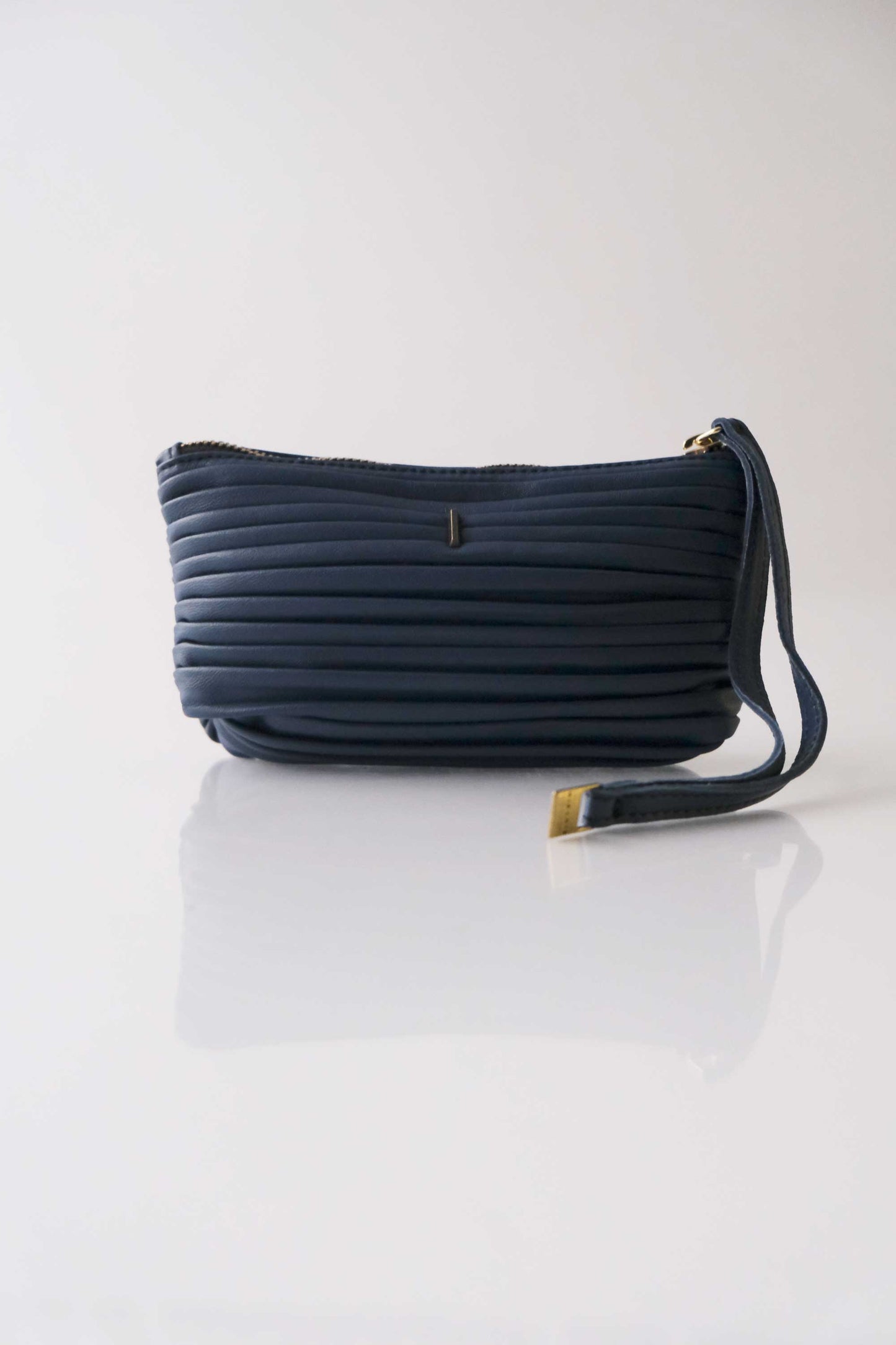 Dream stretch pochette in denim pleated leather - Made in Italy -