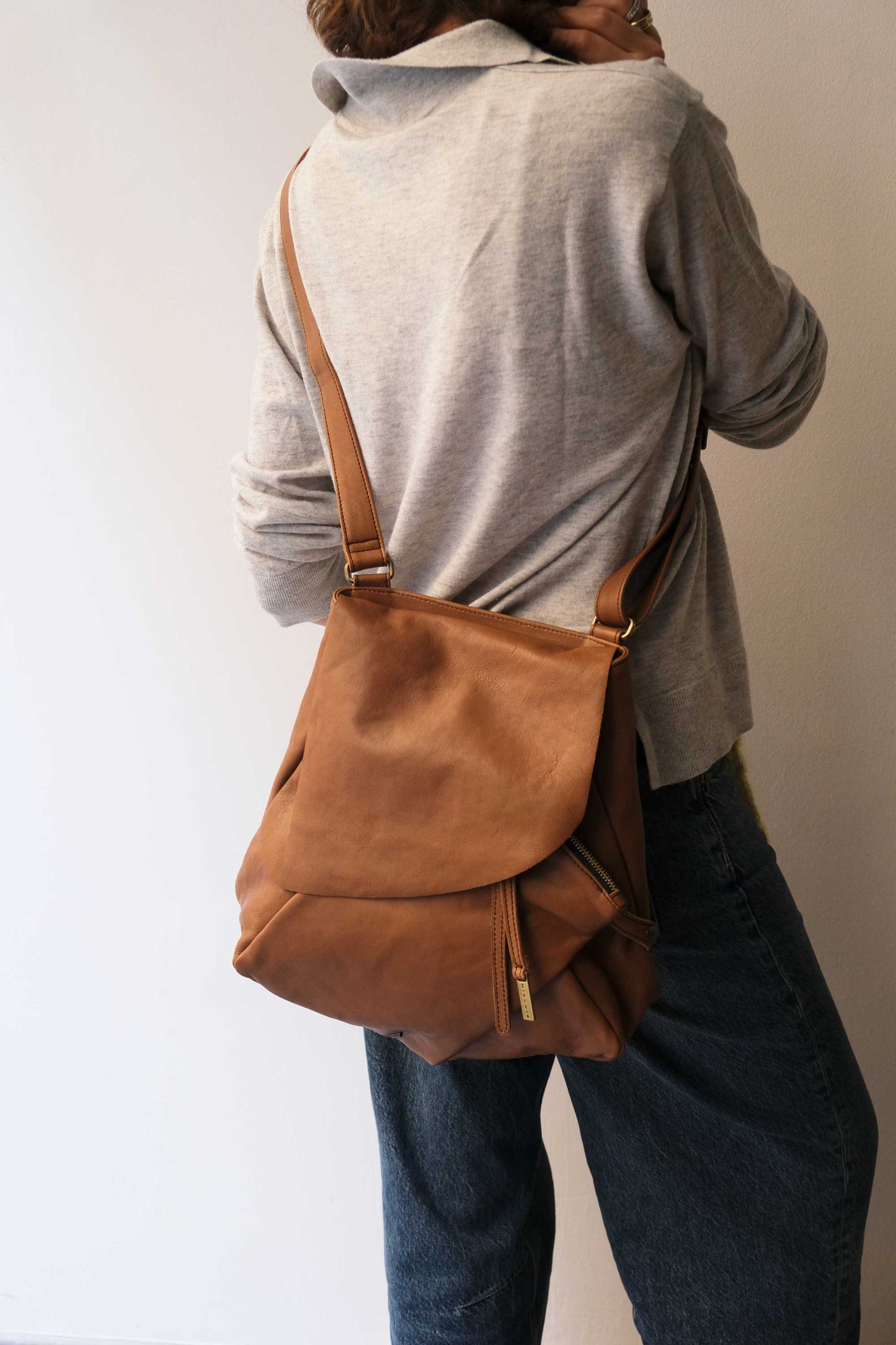 Gabri borsa tote in morbida nappa cognac - Made in Italy -