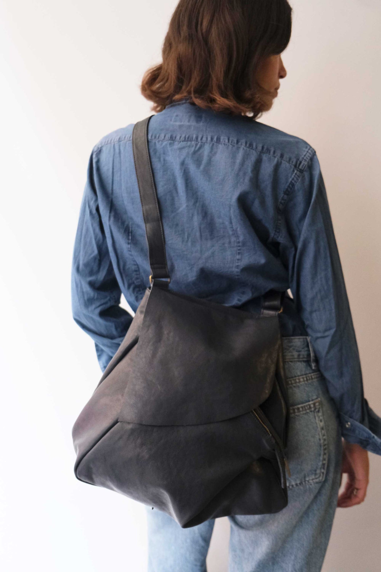 Gabri tote bag in soft nappa navy - Made in Italy -