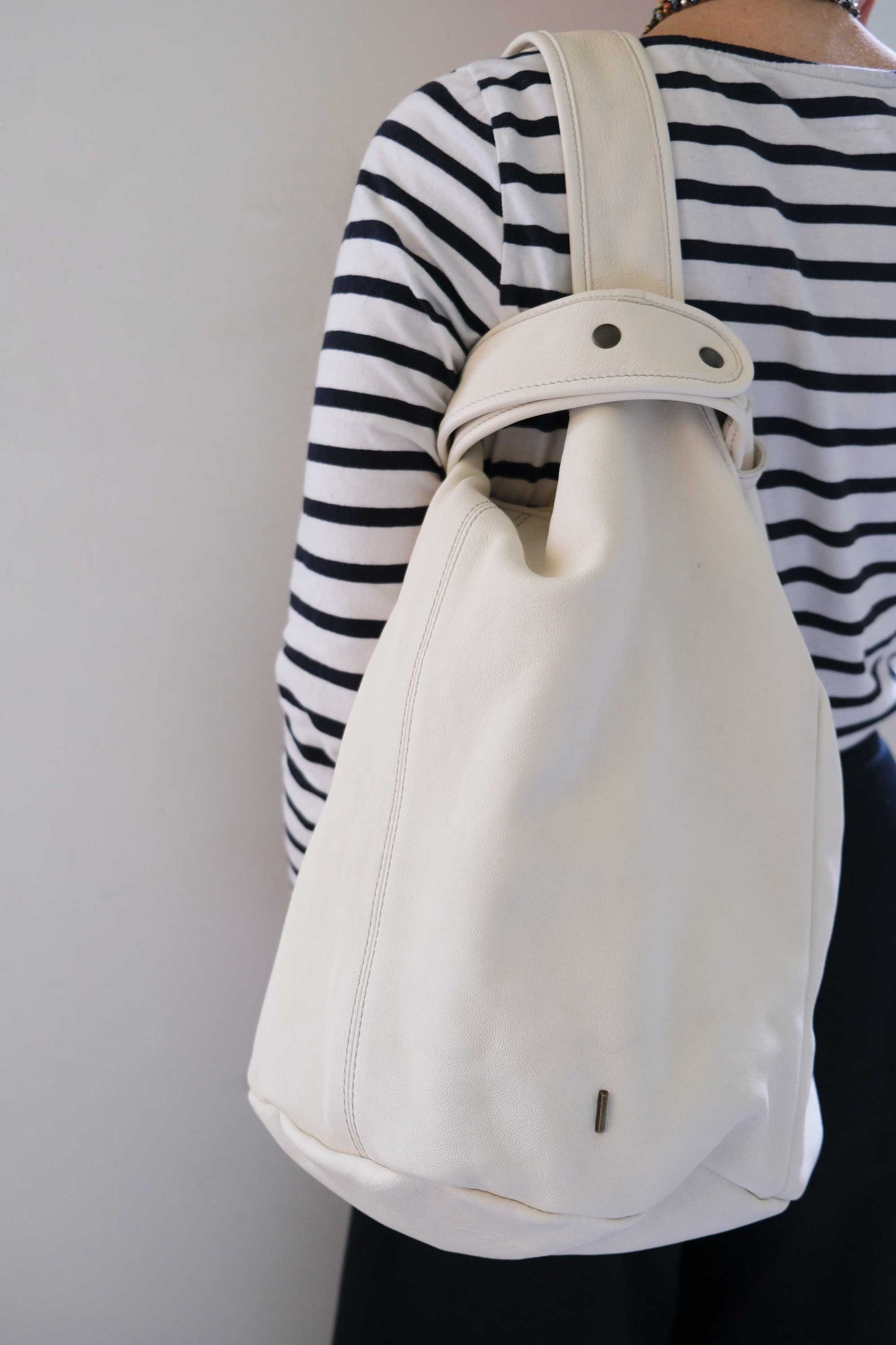 Lena tote bag in white nappa leather