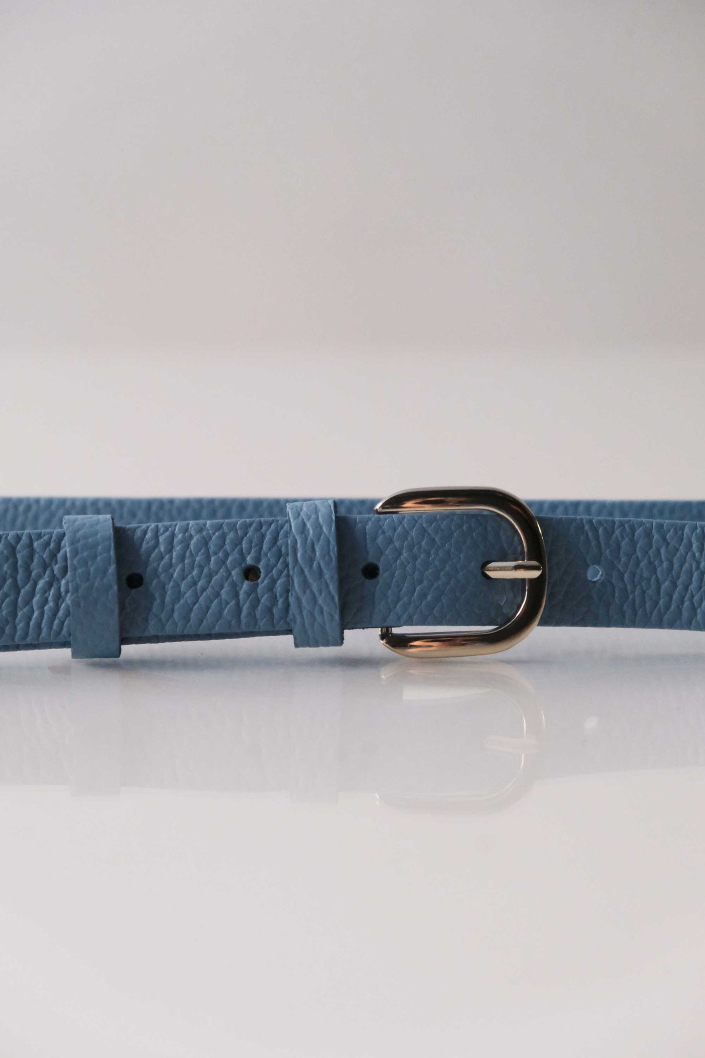 Belt Linea natural grain calf sky blue - Made in Italy -