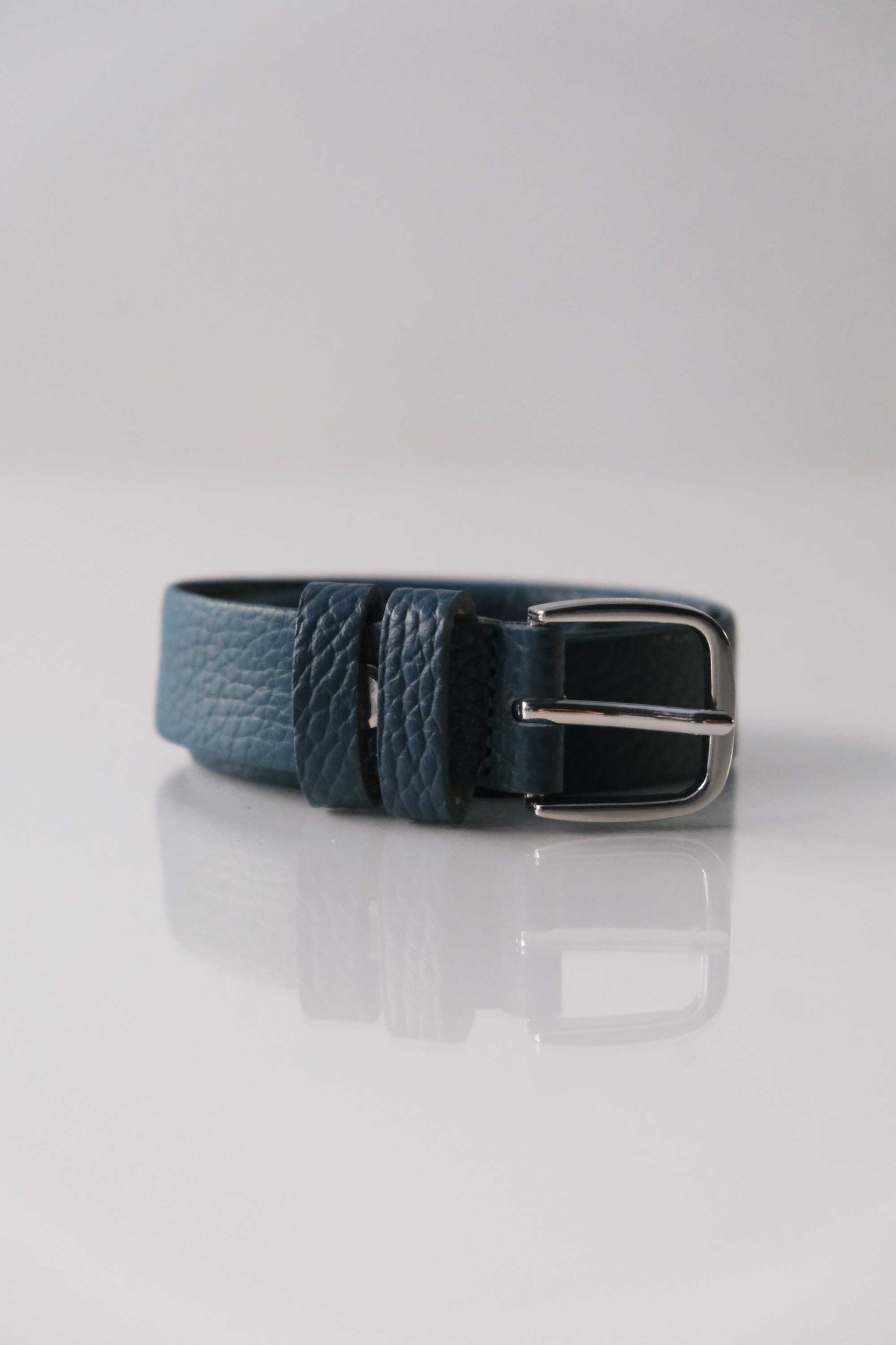 Belt Linea natural grain calf teal- Made in Italy -