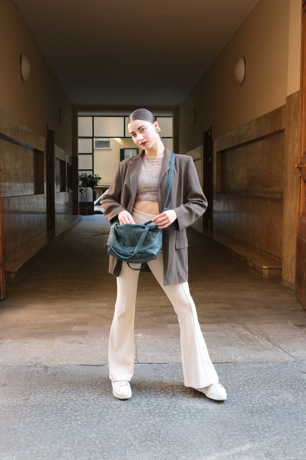 Maribè in teal lomè nappa leather – Made in Italy