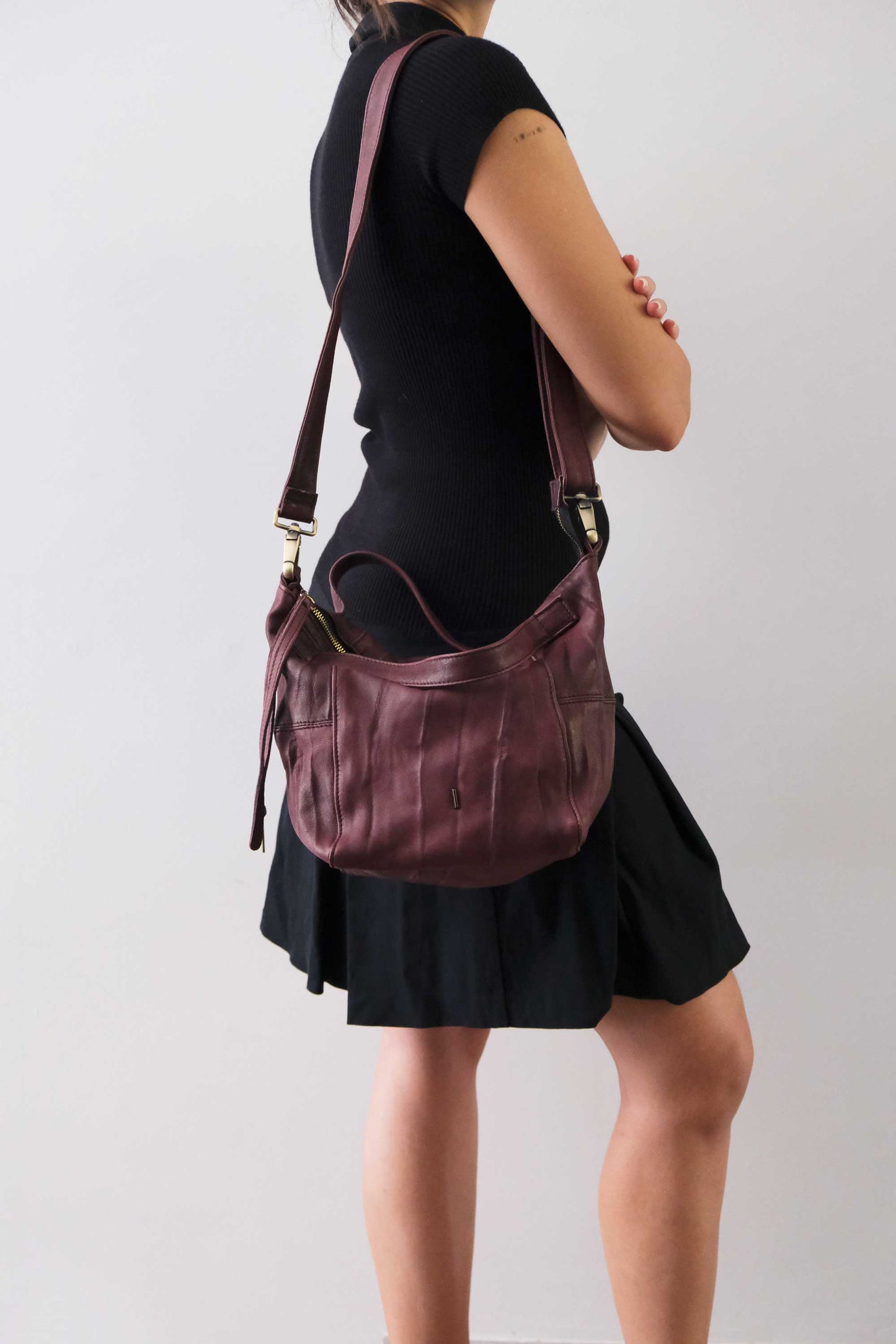 PRE ORDER discount 15%- Marty bag in plum soft washed nappa lome - use code PREORDER15 - ESTIMATED DELIVERY SEPTEMBER 15- Made in Italy -