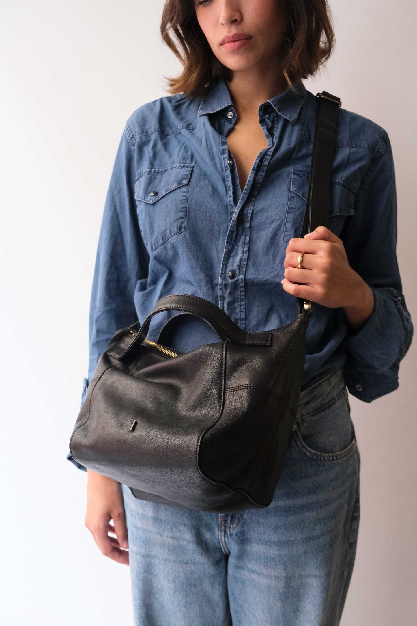 Marty bag in black soft nappa - Made in Italy -