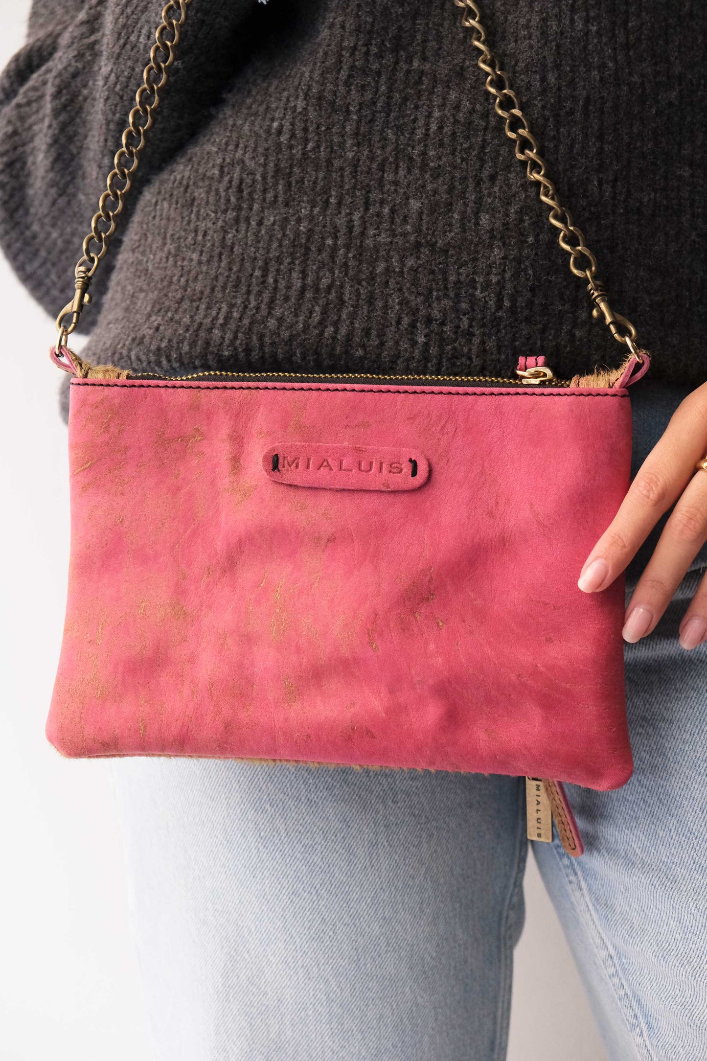 LIMITED EDITION Mikin aged fuchsia pony-hair pochette - Made in Italy -