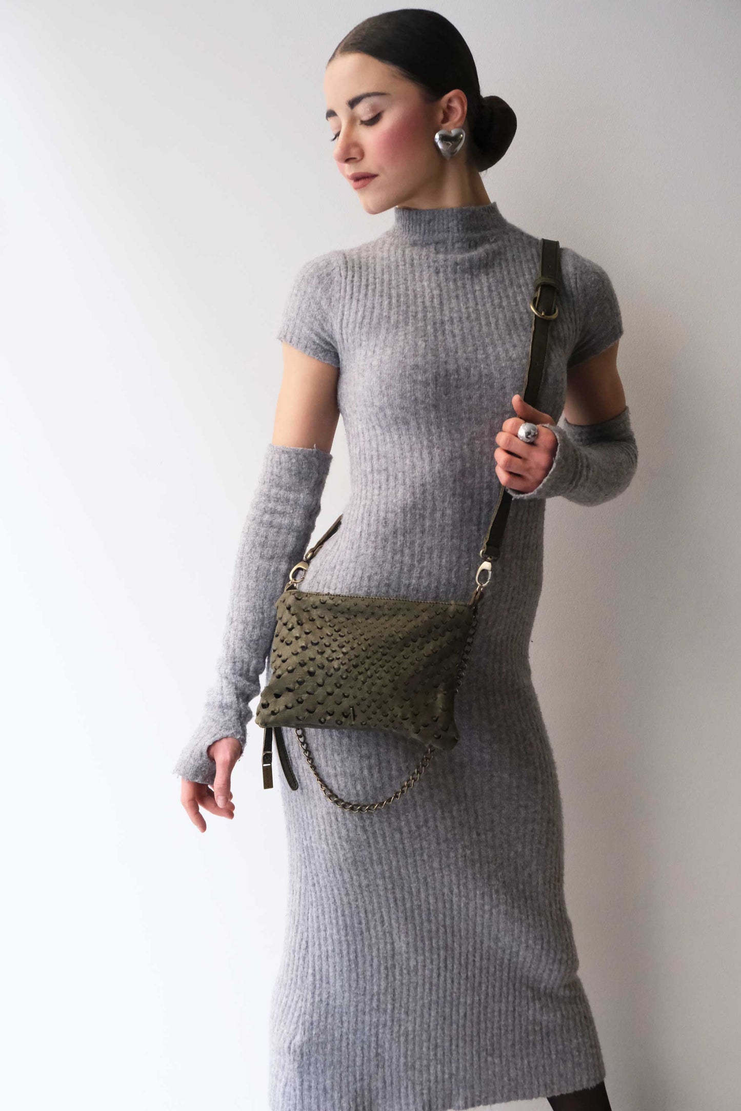 Mikin forest pochette in taipan vegetable-tanned leather – Made in Italy -