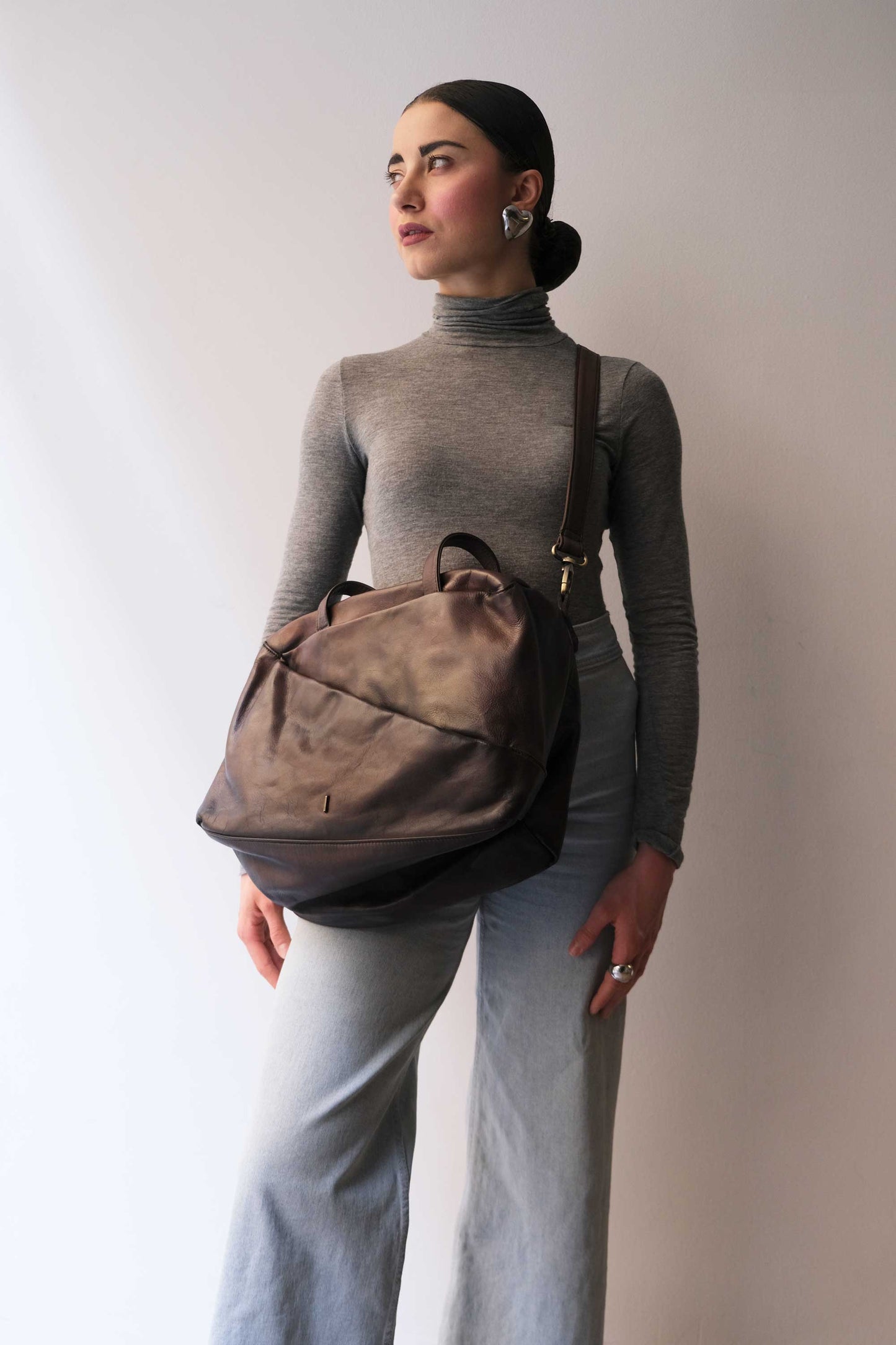 Pilli bag in caffè turner soft leather - Made in Italy -