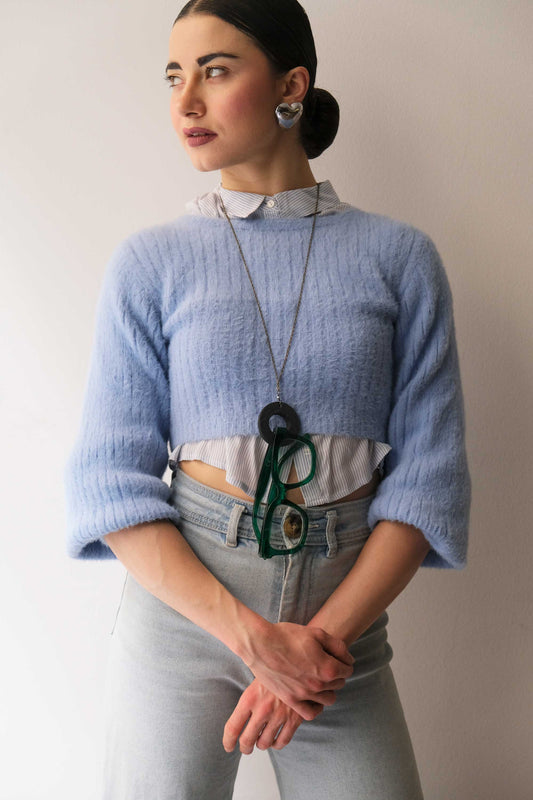 Glasses holder in anthracite leather – Sustainable product - Made in Italy