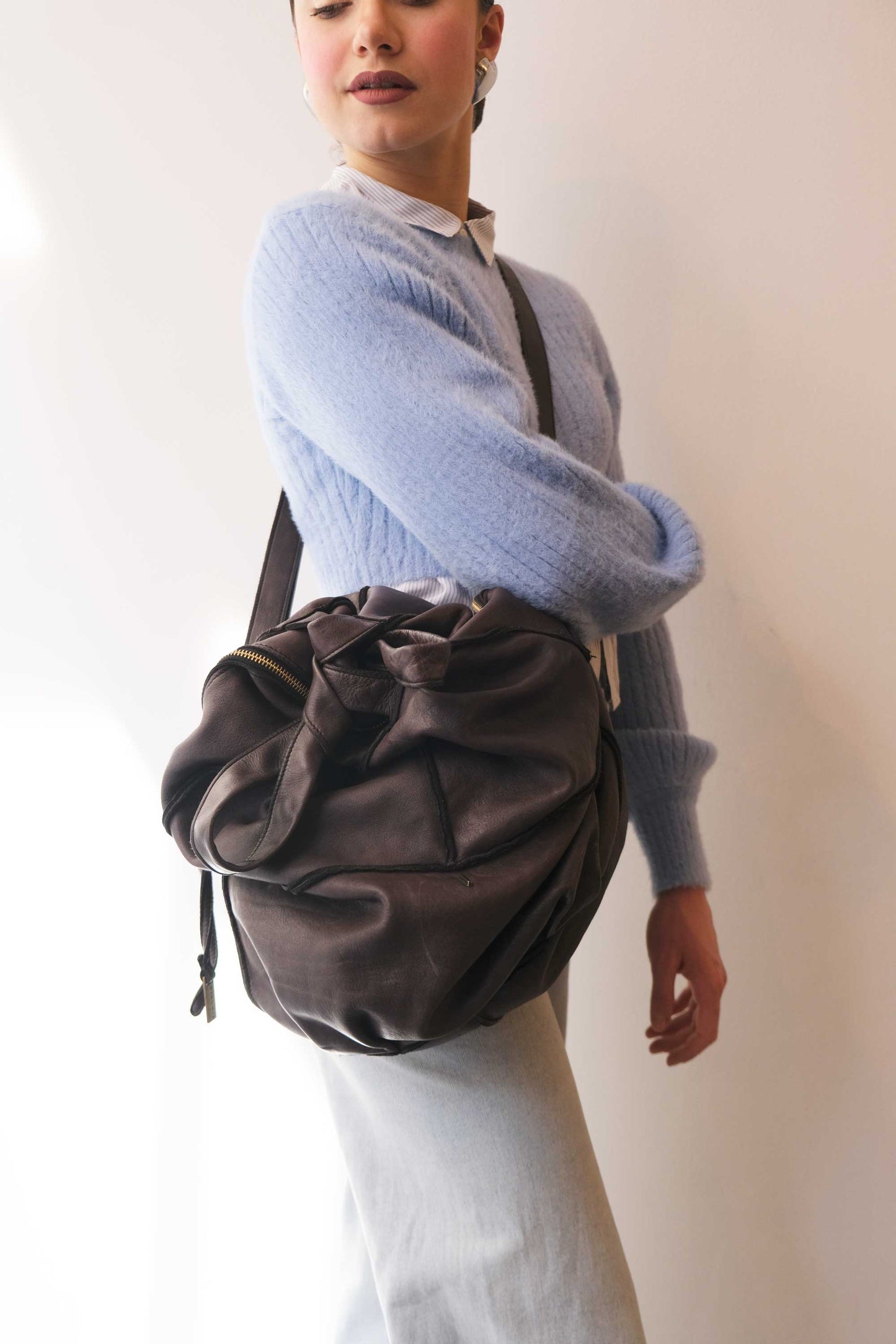 Reri bag brown garment-dyed leather - Made in Italy -