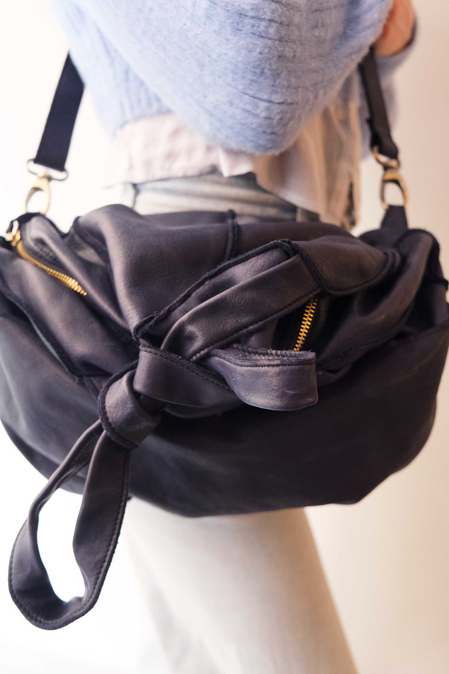 Reri bag navy garment-dyed leather - Made in Italy -