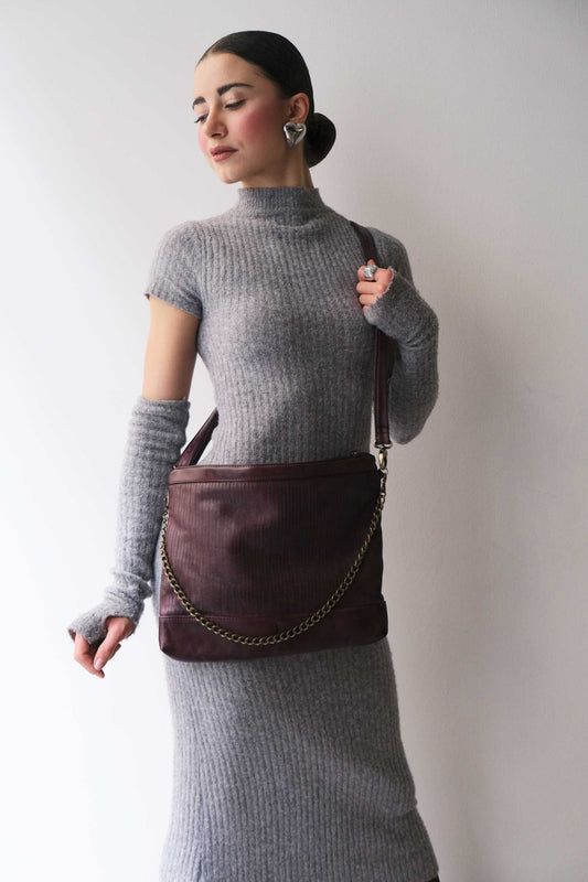 Zoe in plum turner calf soft leather - Made in Italy -