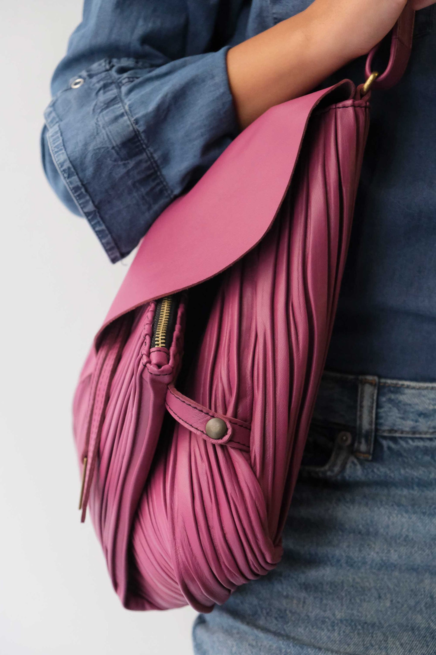 Gabri tote bag in pleated barolo colour nappa leather - Made in Italy -