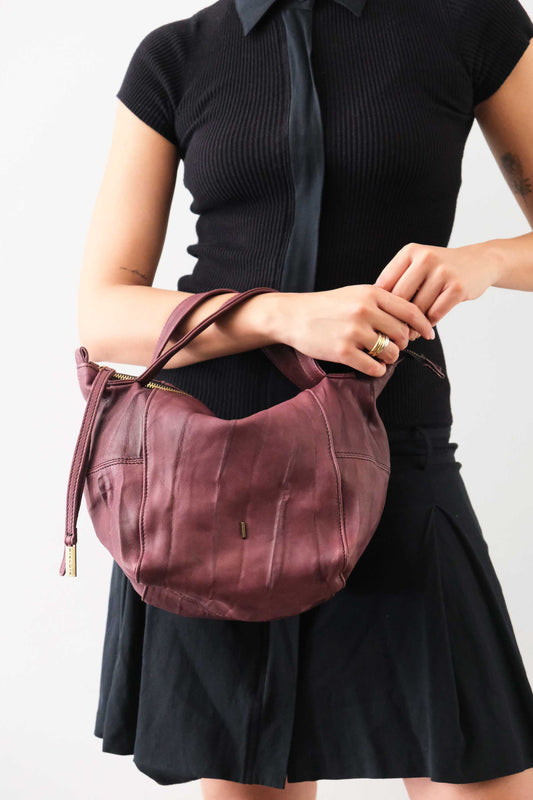 PRE ORDER discount 15%- Marty bag in plum soft washed nappa lome - use code PREORDER15 - ESTIMATED DELIVERY SEPTEMBER 15- Made in Italy -
