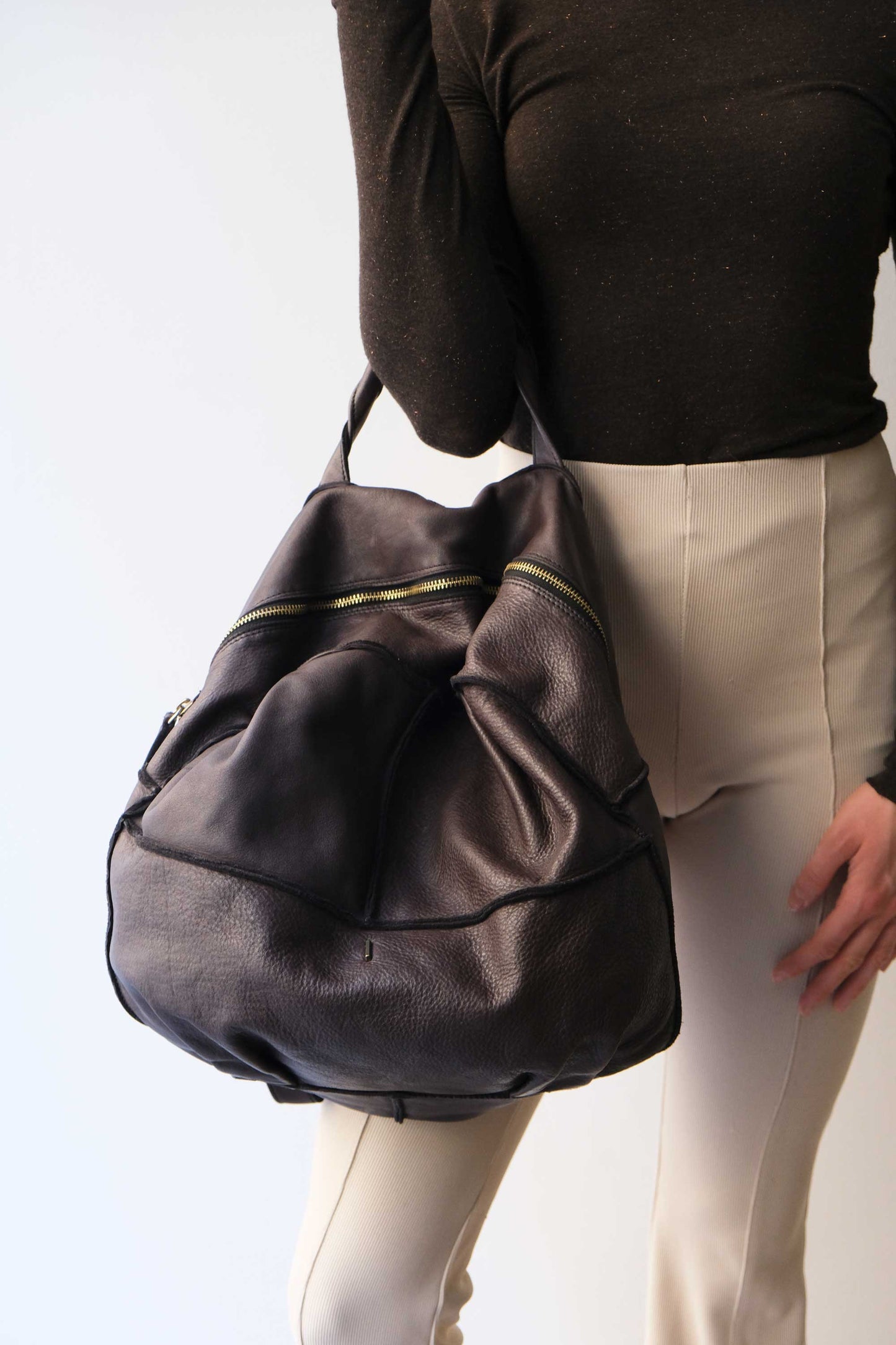 Reneri backpack brown garment-dyed leather - Made in Italy -