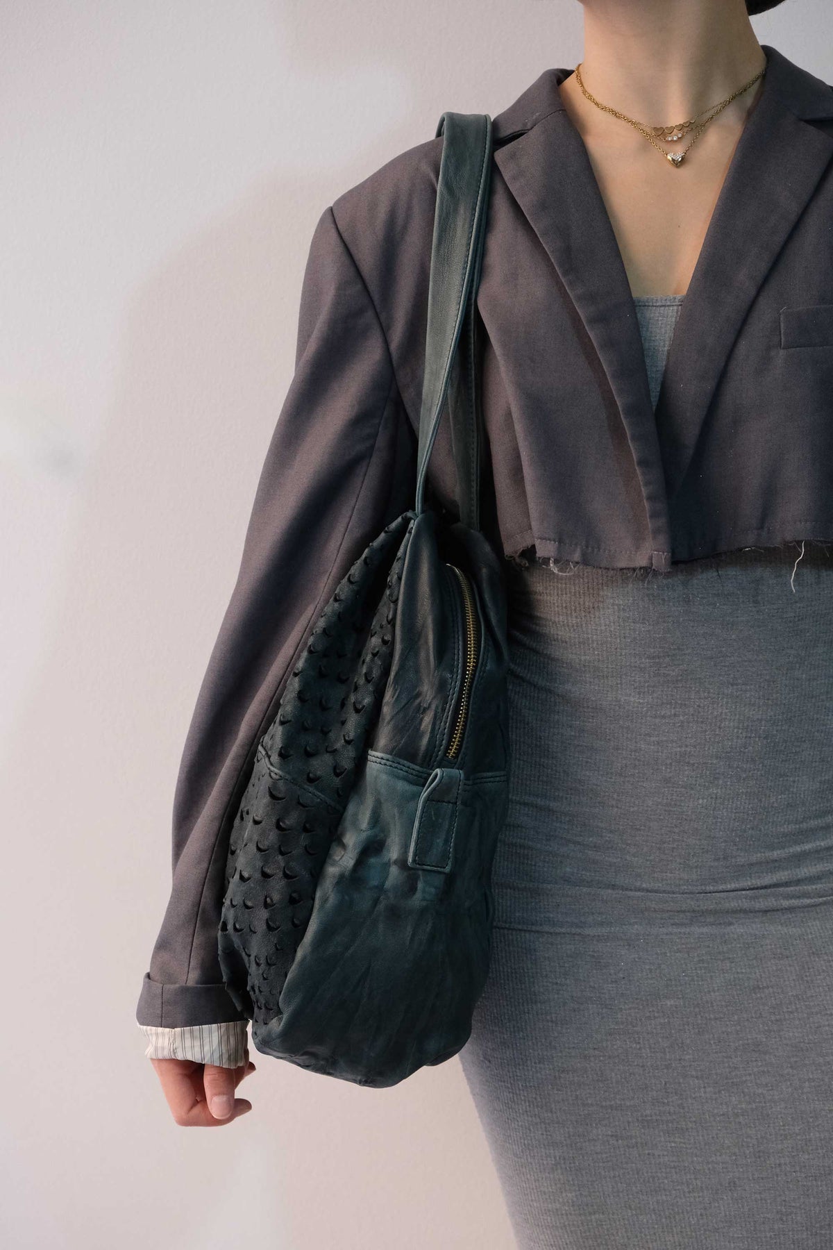 Riri tote bag in teal perforated nappa - Made in Italy -