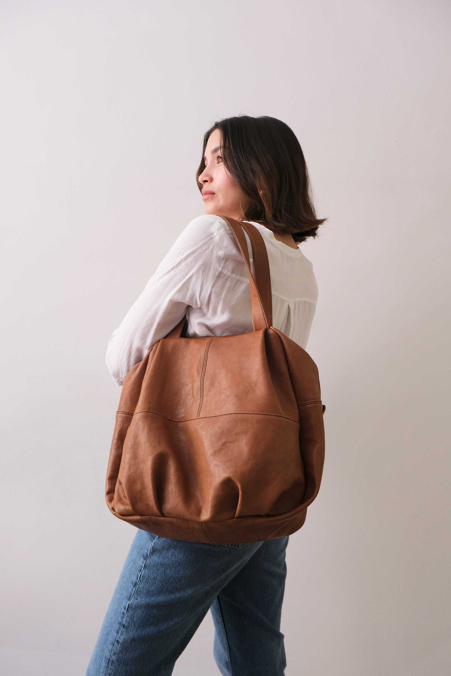 Riri tote bag in nappa cognac