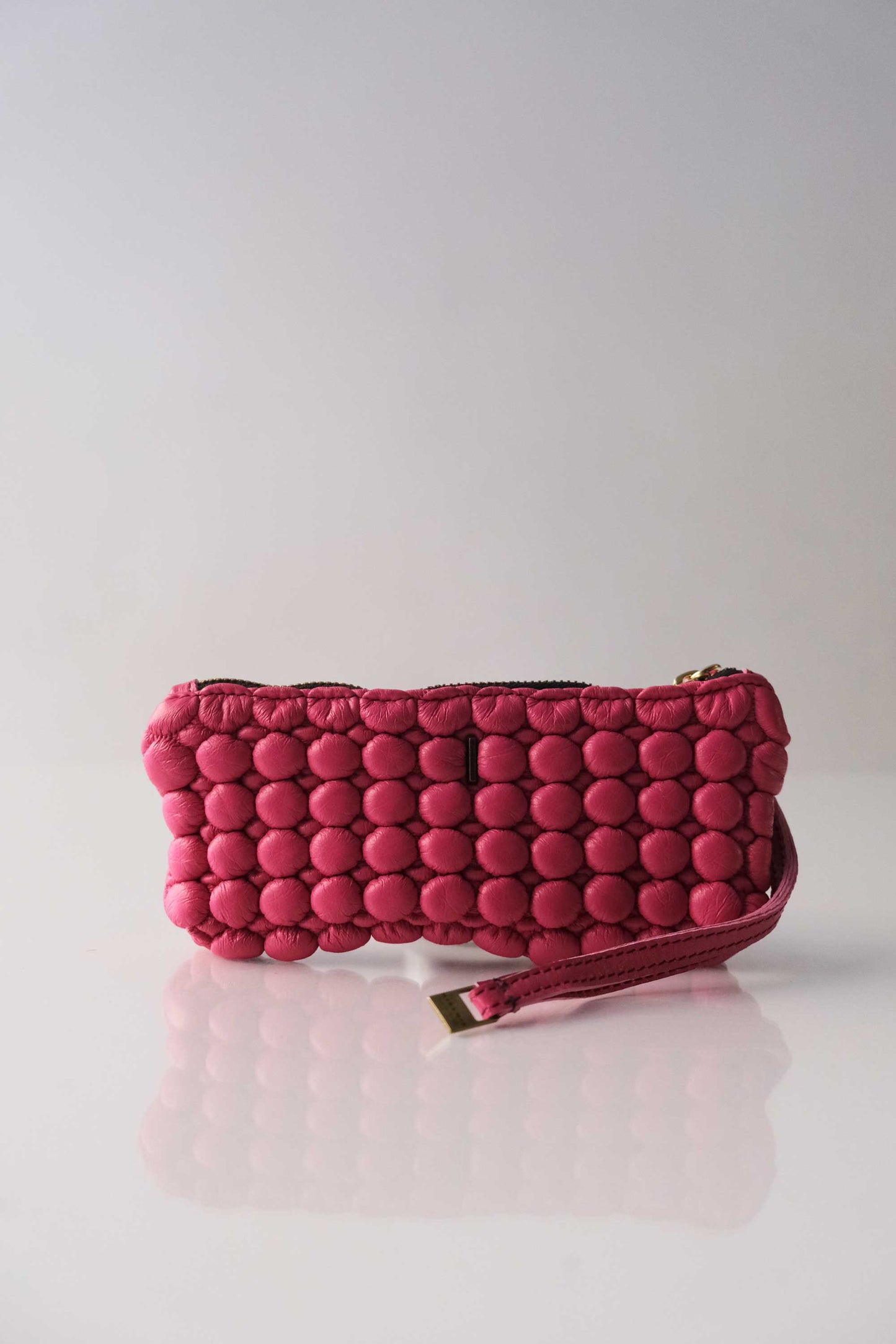 Bubble Mialuis in pleated bubble fuchsia soft nappa leather - Made in Italy -