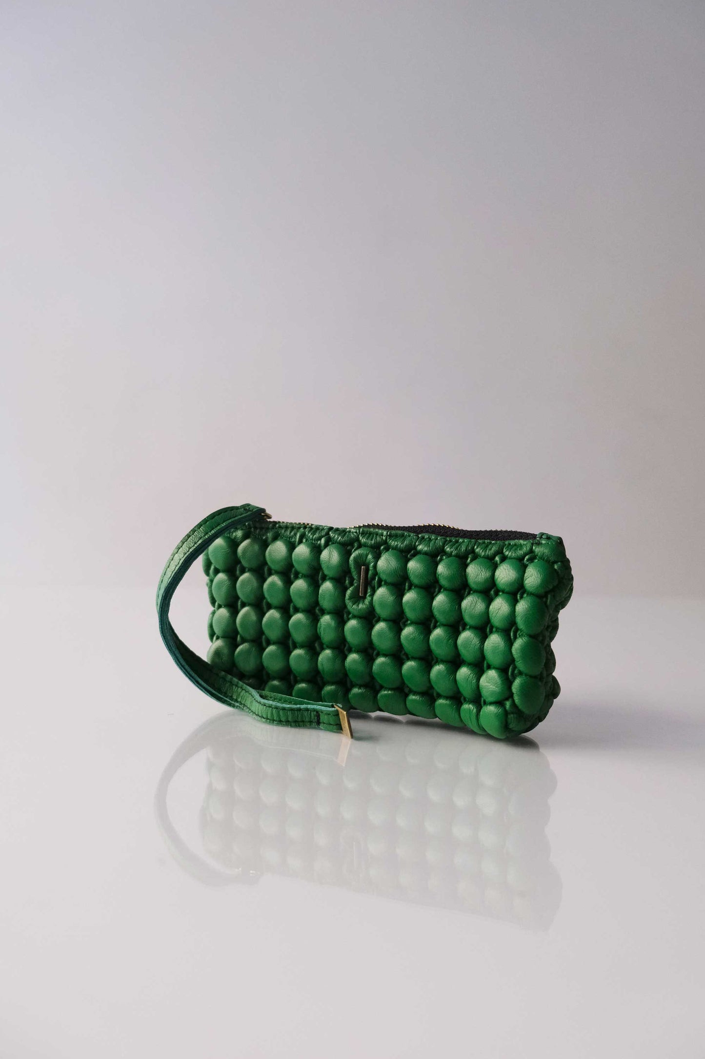 Bubble Mialuis in pleated bubble emerald soft nappa leather - Made in Italy -