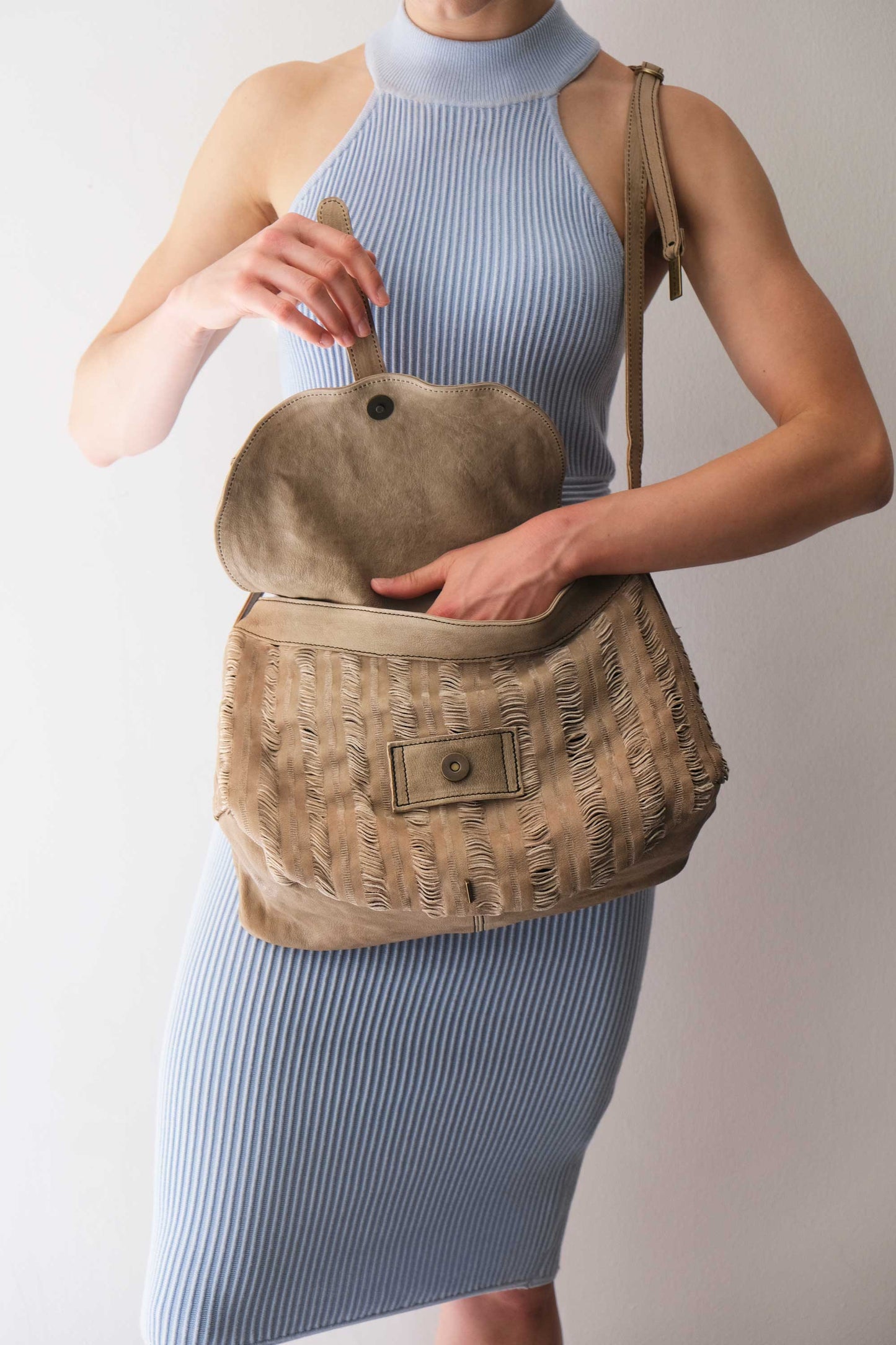 Do saddle bag shark in soft nappa fringe - Made in Italy -