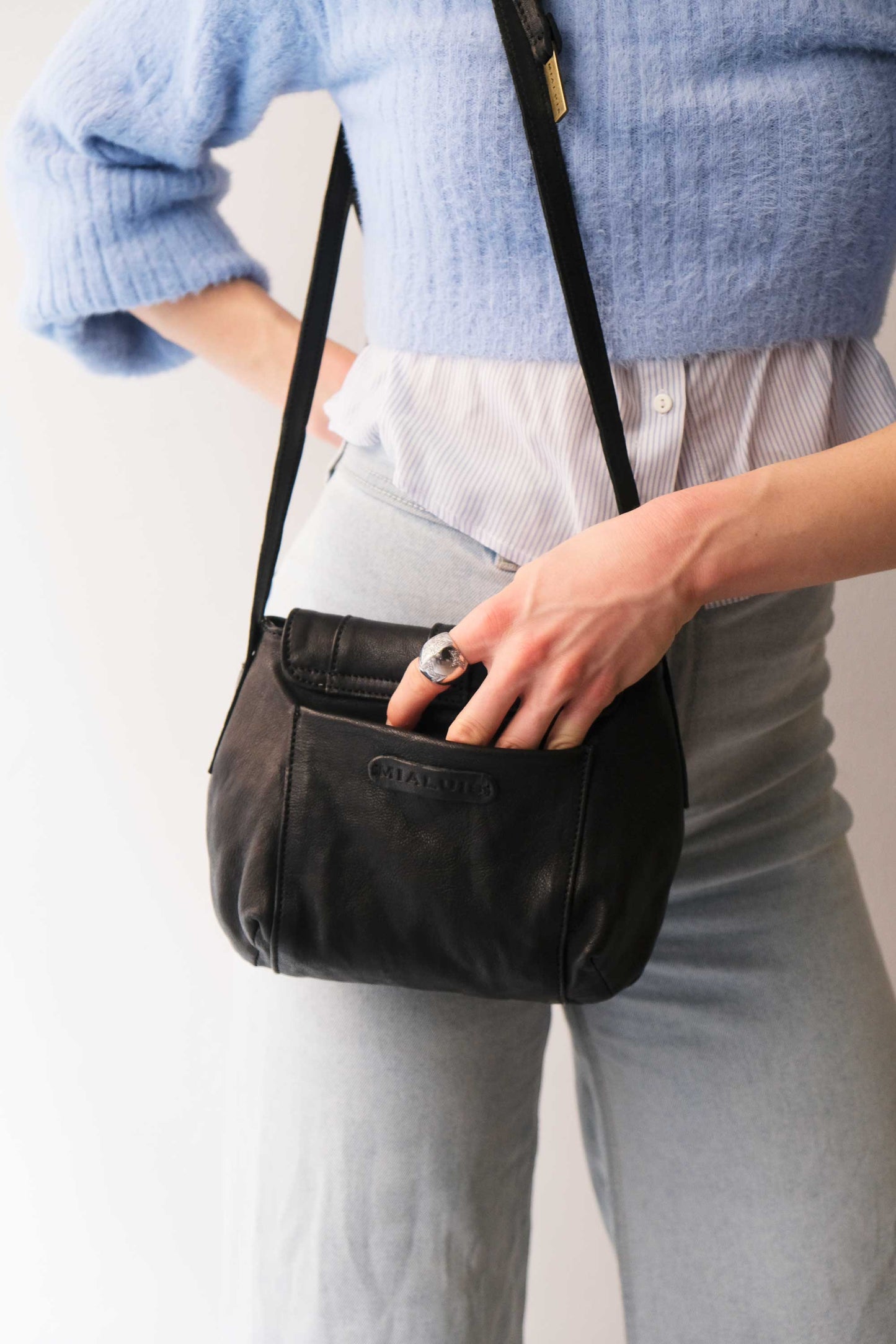 Do mini saddle bag in black soft nappa - Made in Italy -