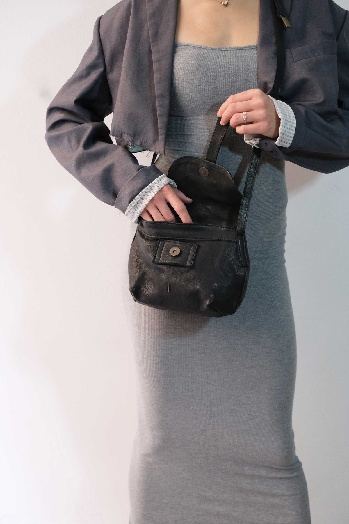 Do mini saddle bag in black soft washed nappa - Made in Italy -
