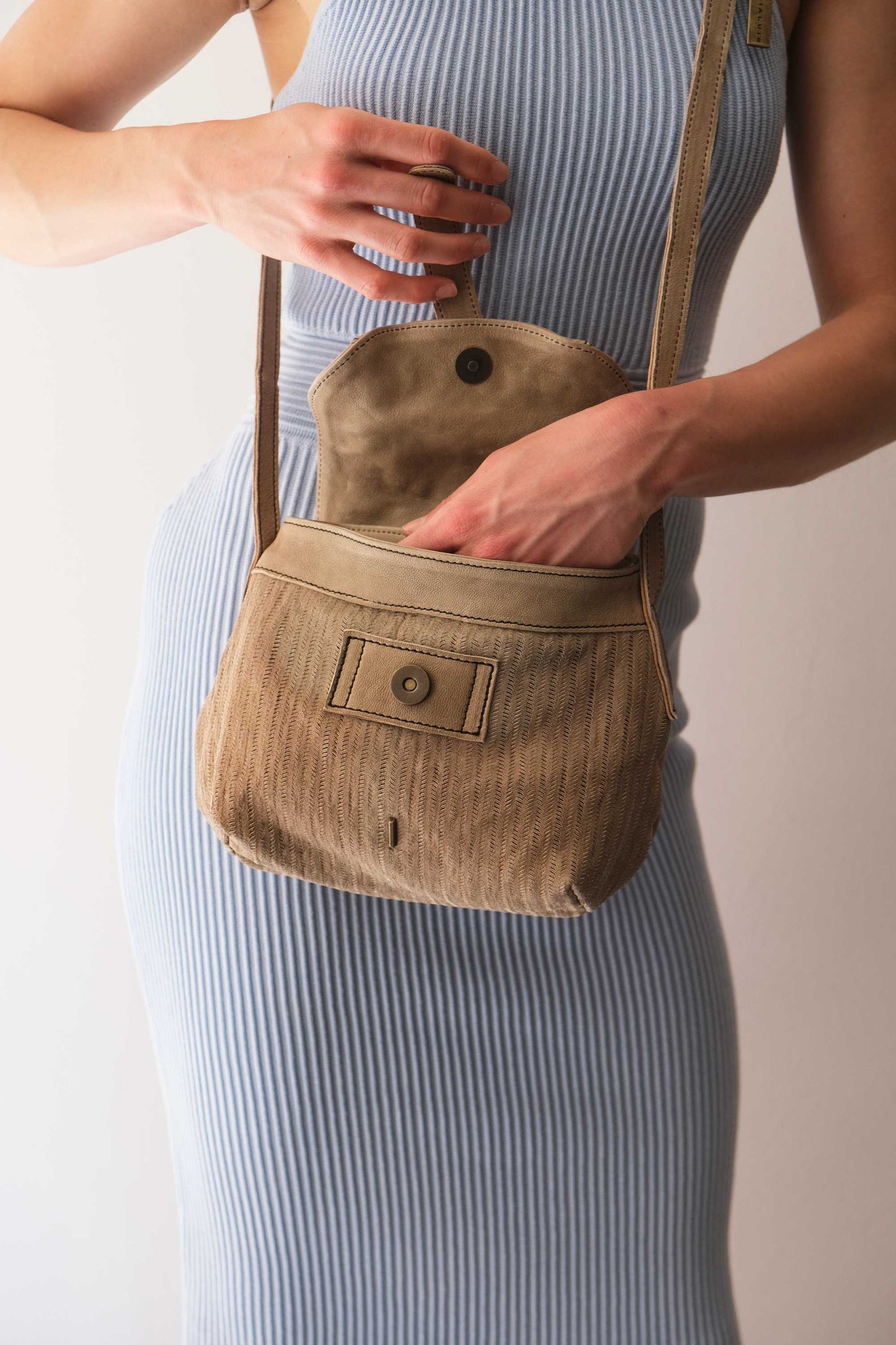 Do mini saddle bag in shark perforated saetta nappa - Made in Italy-