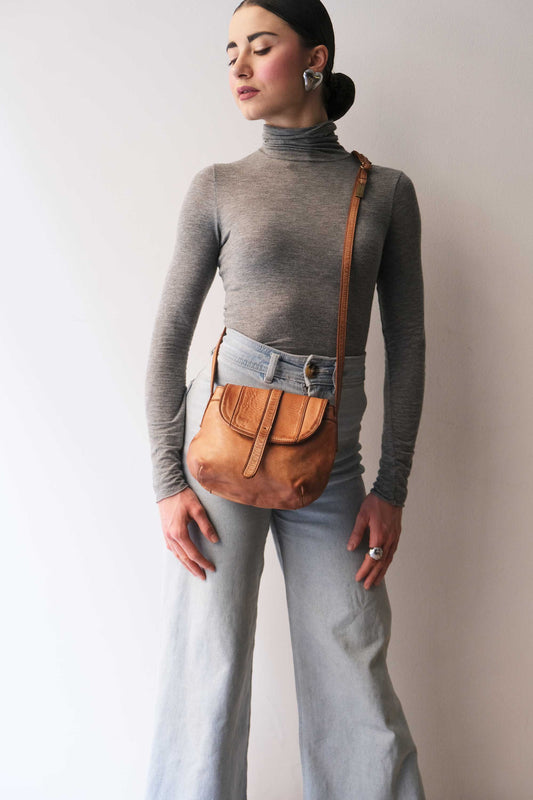 Do mini saddle bag in cognac turner calf soft leather - Made in Italy-