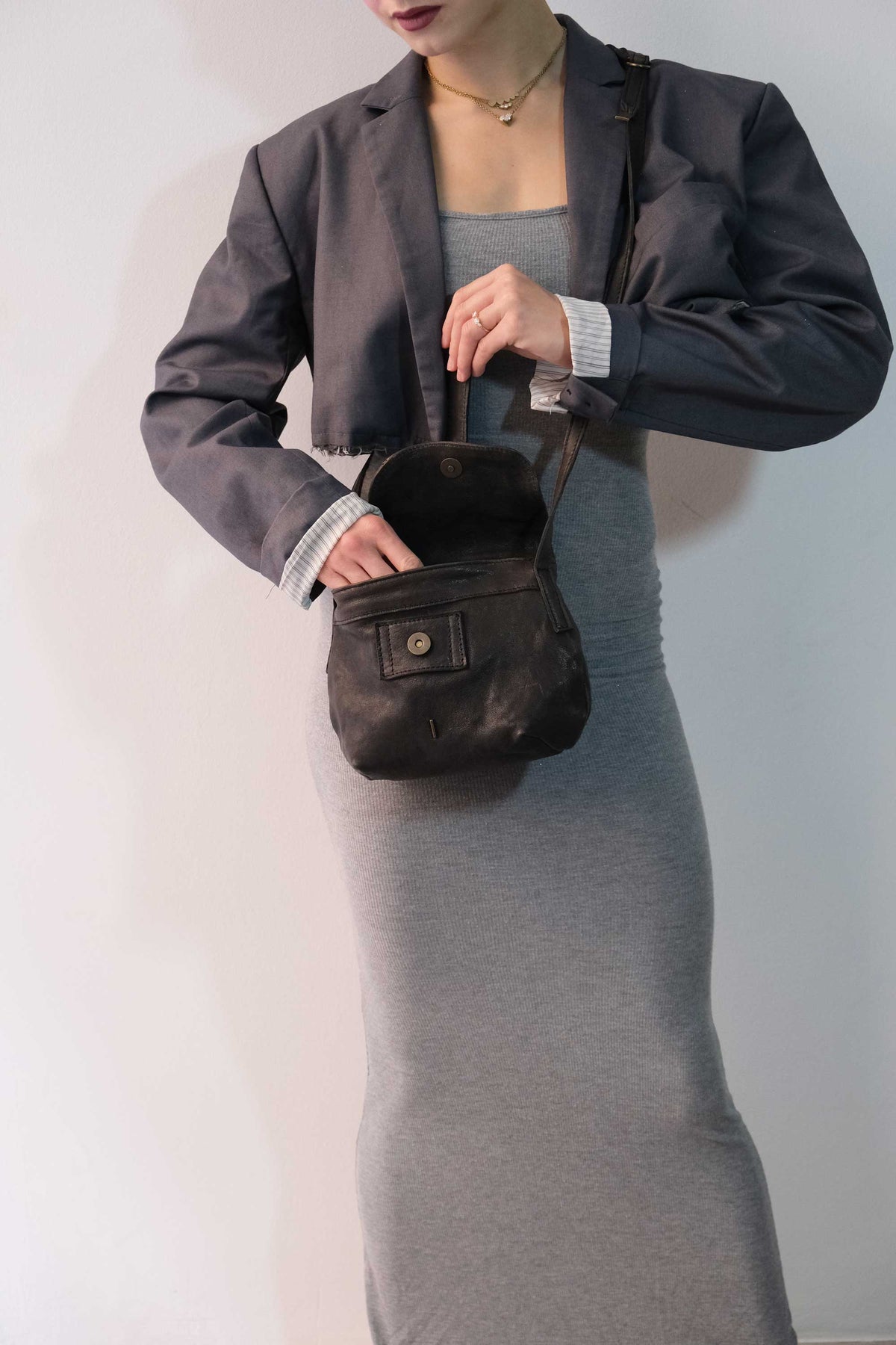 Do mini saddle bag in brown soft washed nappa - Made in Italy -