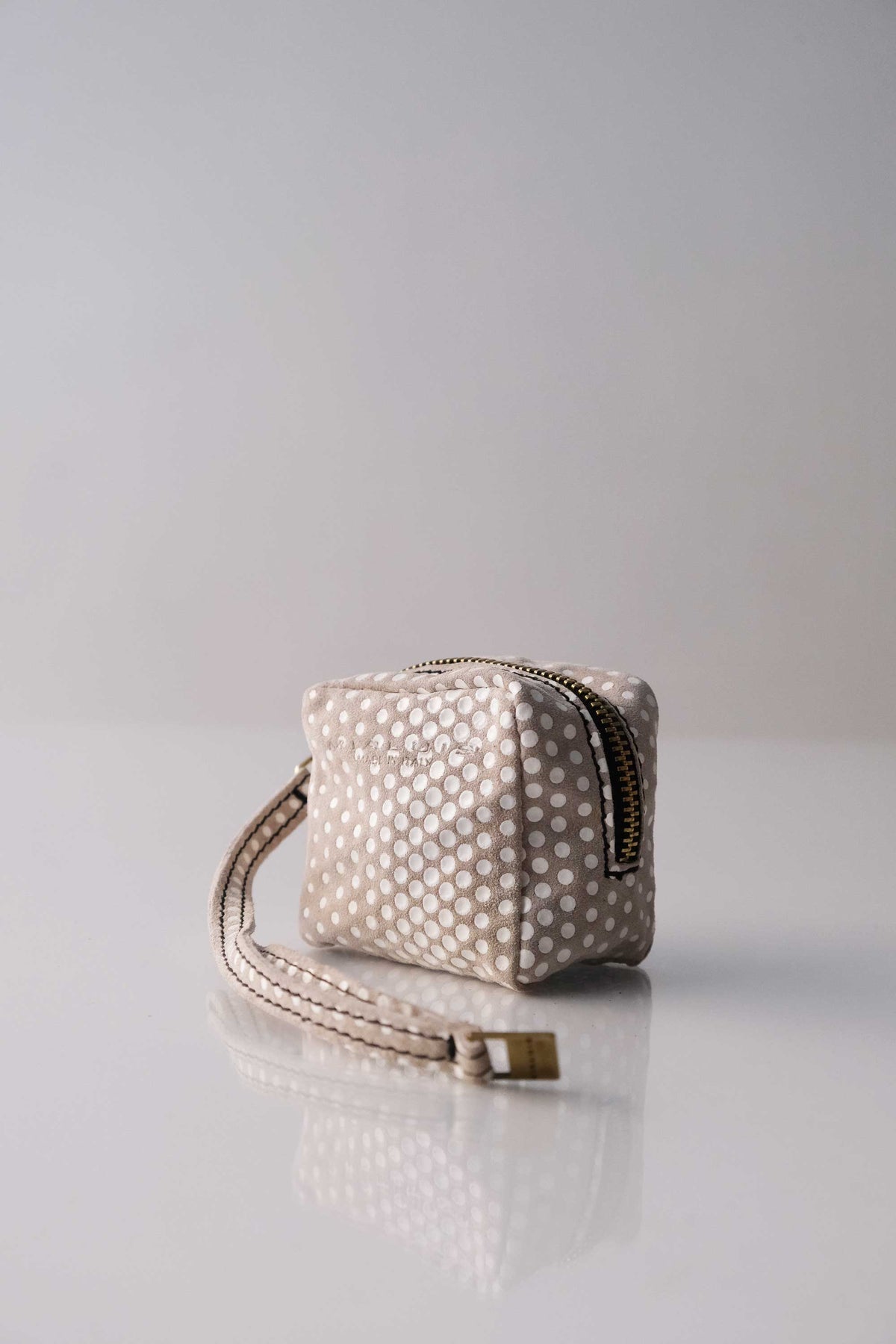 Dream box mini pochette in pois ash calf leather - Made in Italy -