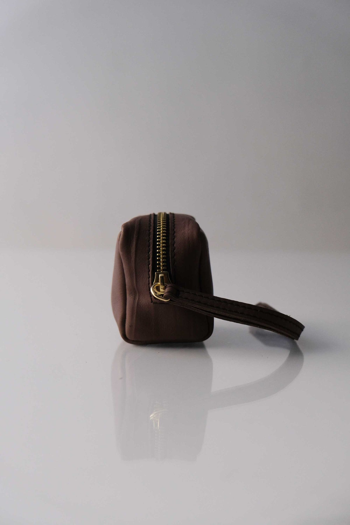 Dream box mini pochette in tobacco calf leather - Made in Italy -