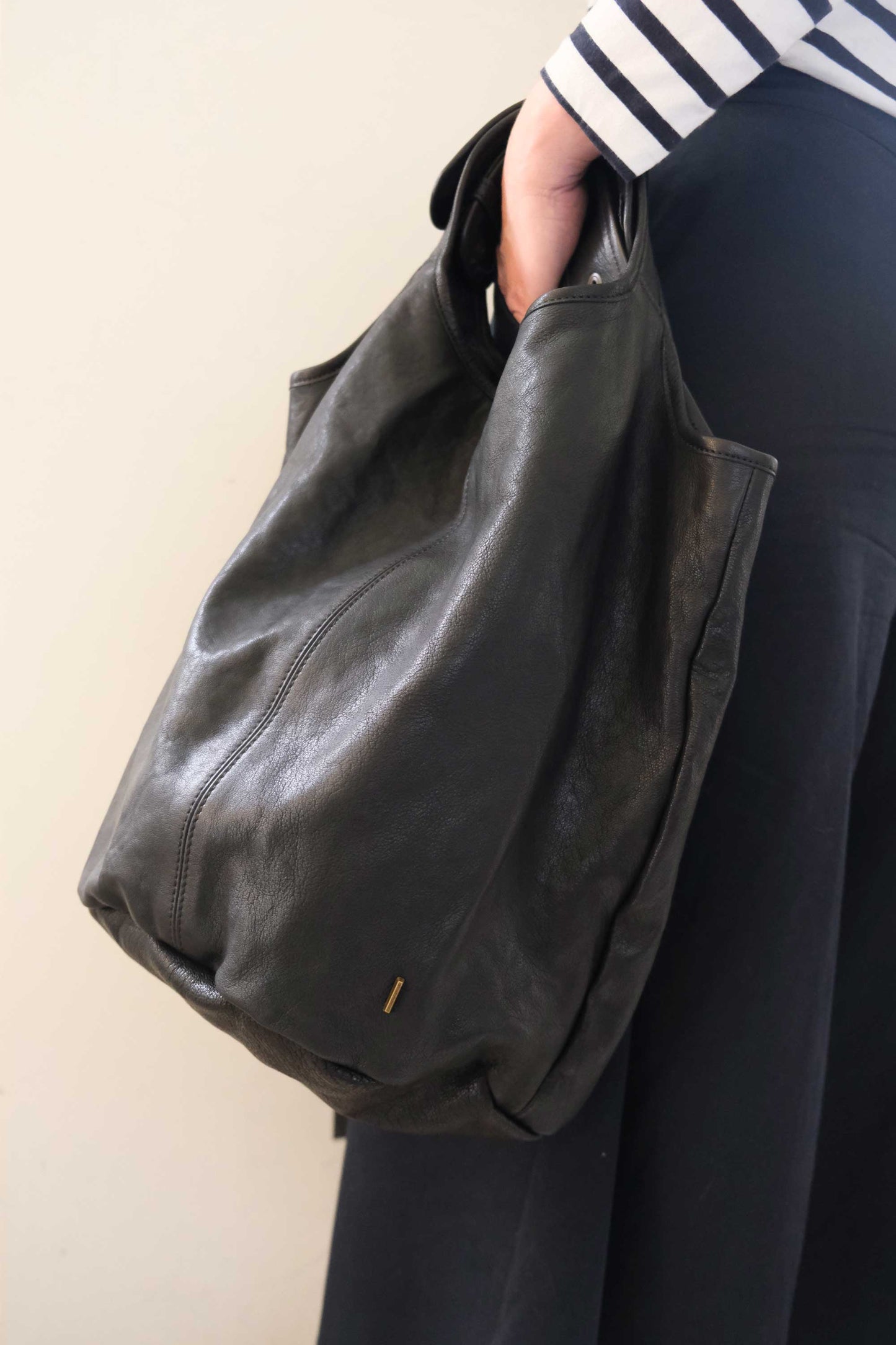 Lena tote bag in black nappa leather