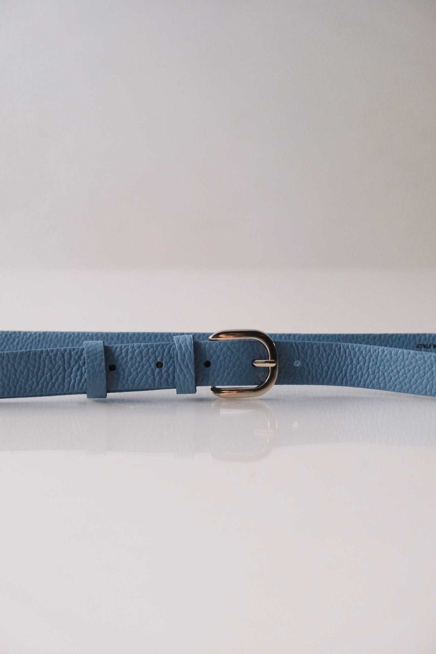 Belt Linea natural grain calf sky blue - Made in Italy -