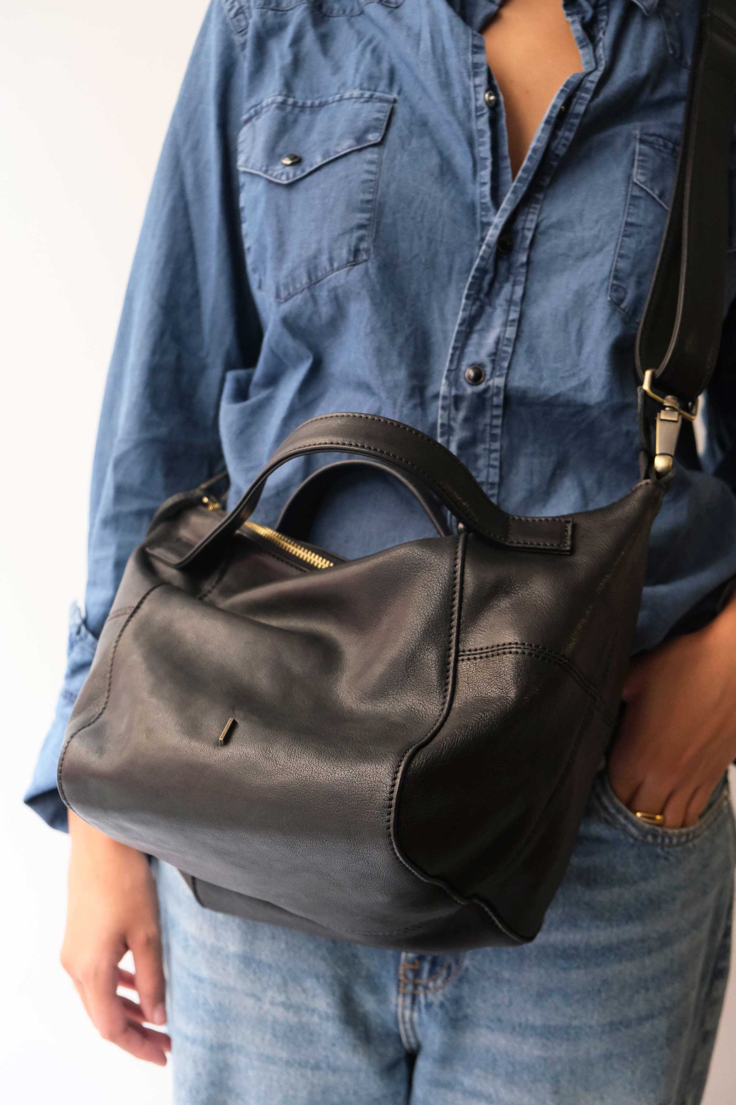 Marty bag in black soft nappa - Made in Italy -