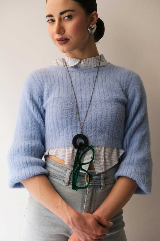 Glasses holder in black bronze leather – Sustainable product - Made in Italy