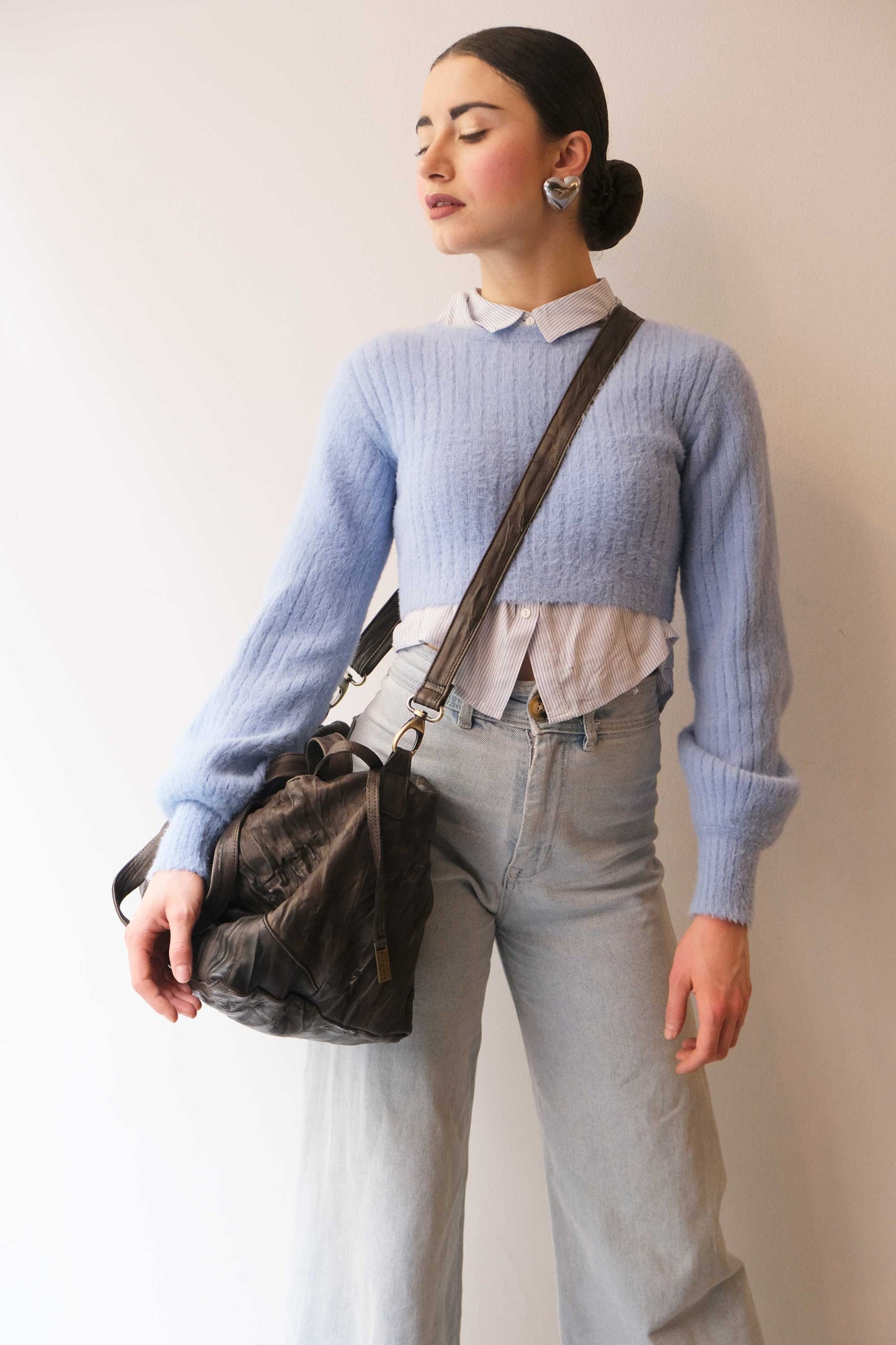 Pilli bag in brown lome soft leather - Made in Italy -