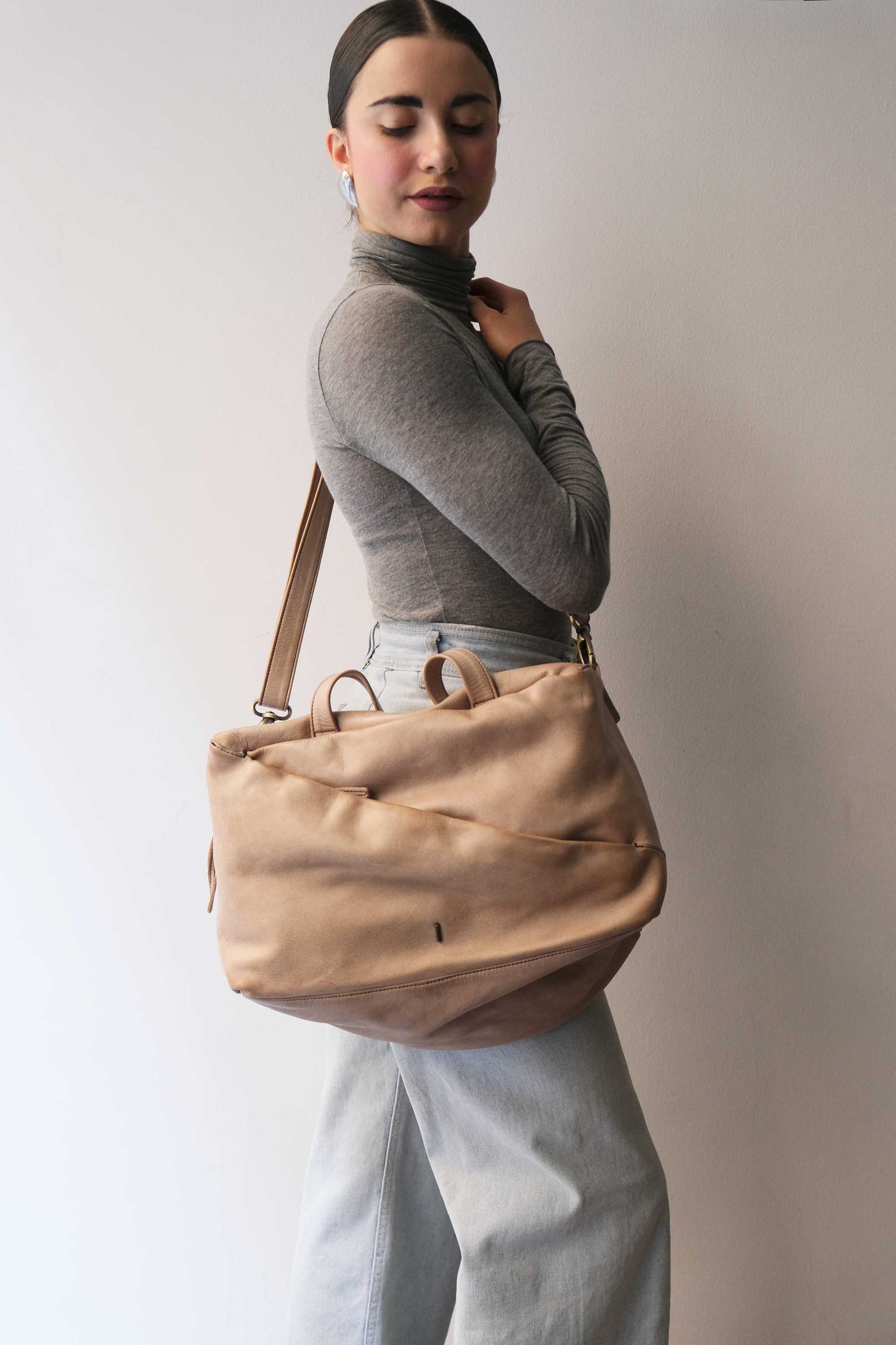 Pilli bag in sand turner soft leather - Made in Italy -