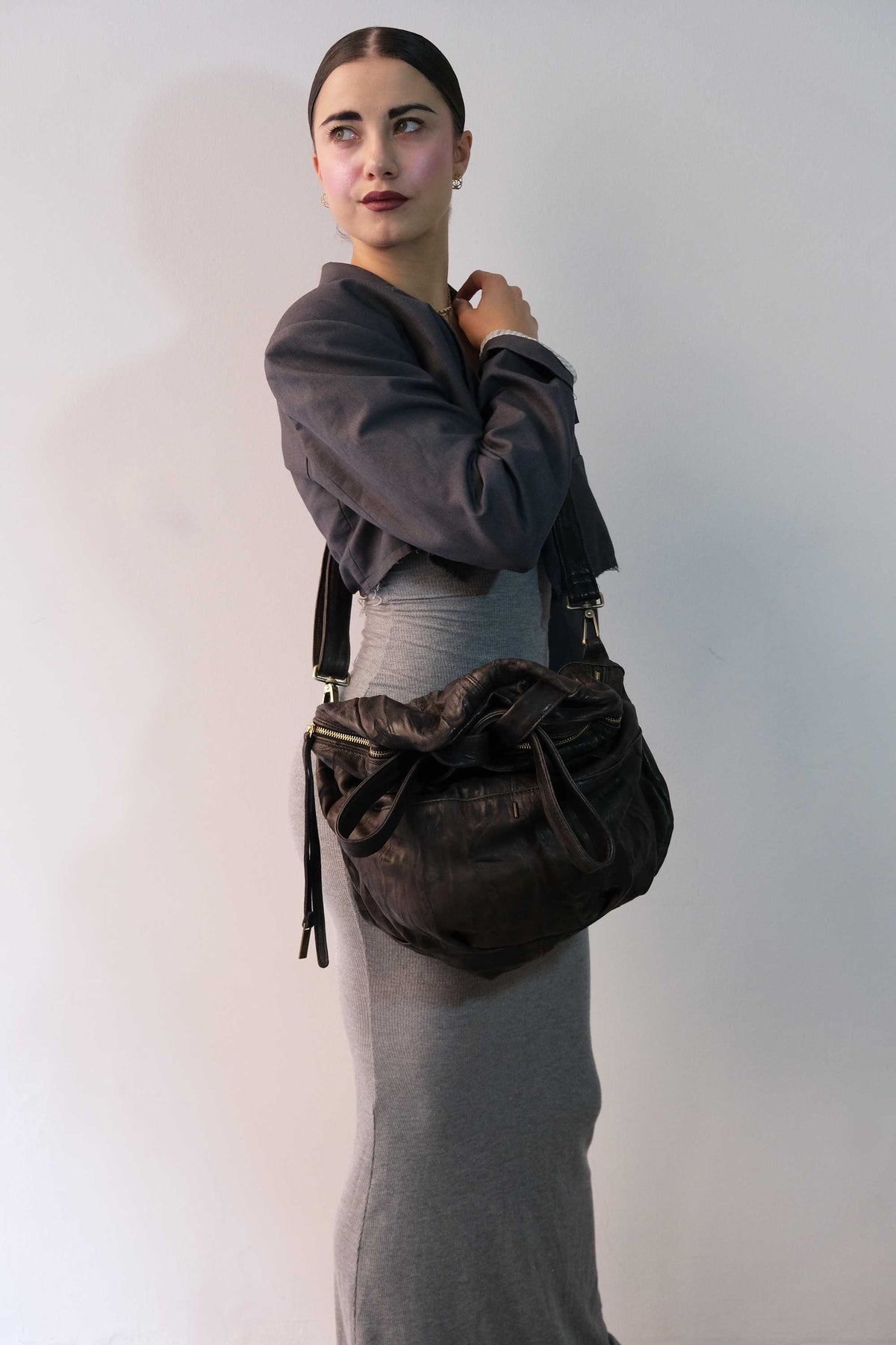 Riri tote bag in soft nappa lomé brown - Made in Italy -
